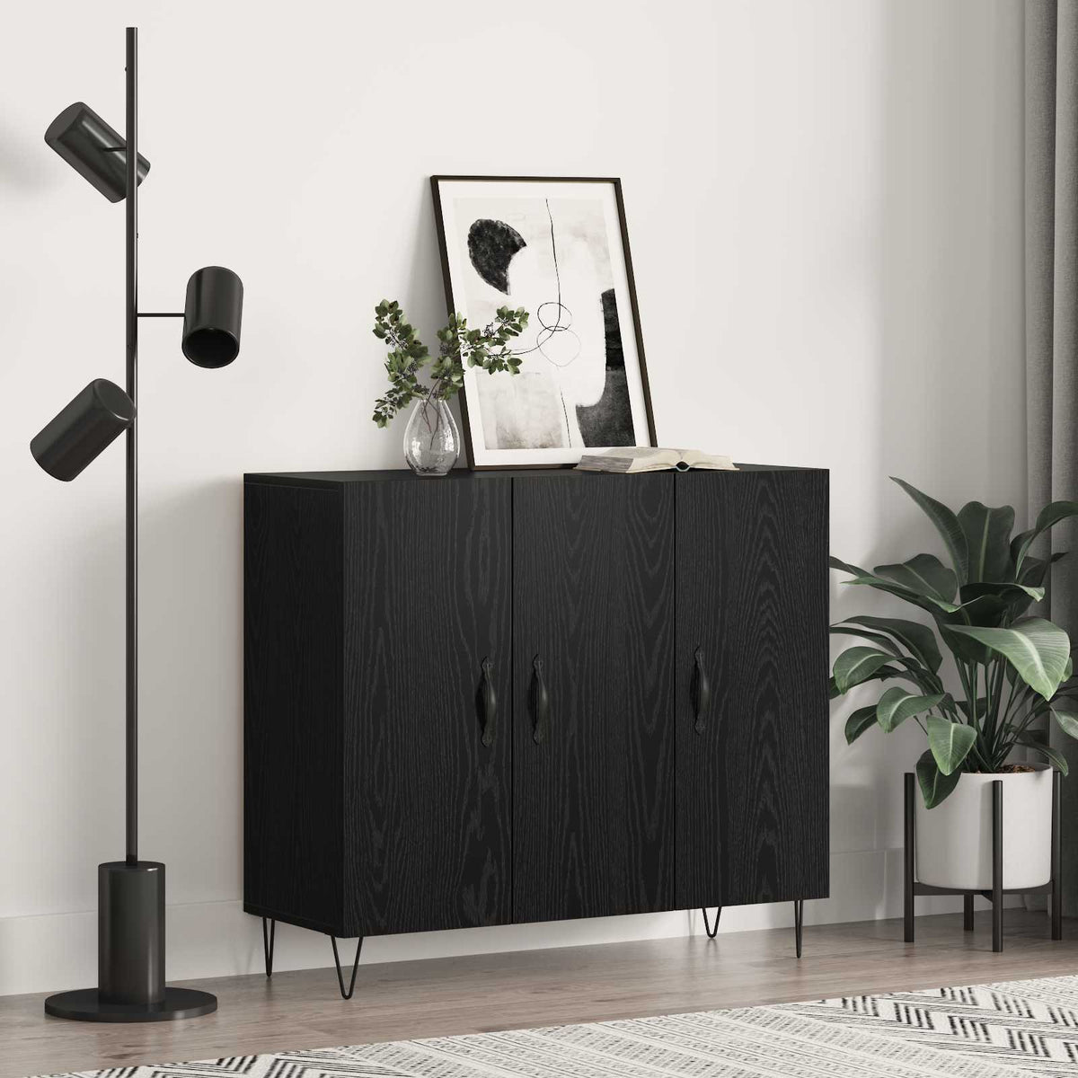 Sideboard Sort eg 90 x 32,5 x 80 cm Konstrueret træ