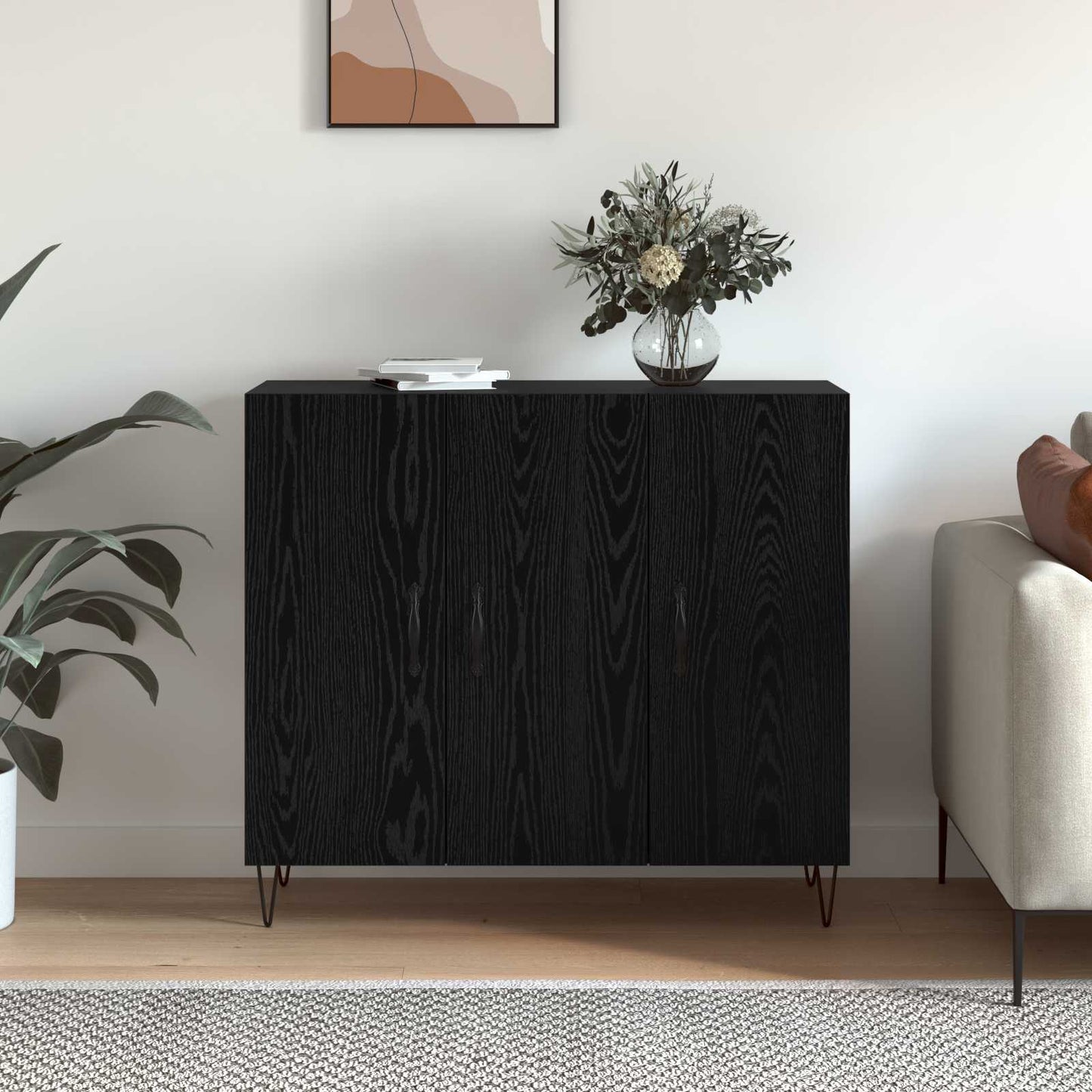 Sideboard Sort eg 90 x 32,5 x 80 cm Konstrueret træ