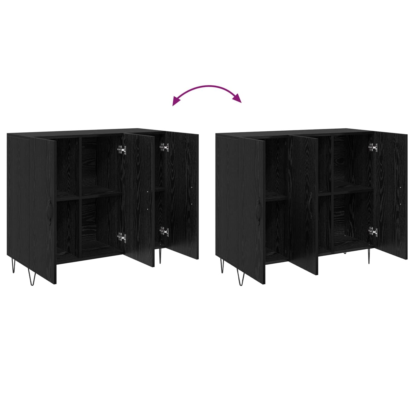 Sideboard Sort eg 90 x 32,5 x 80 cm Konstrueret træ