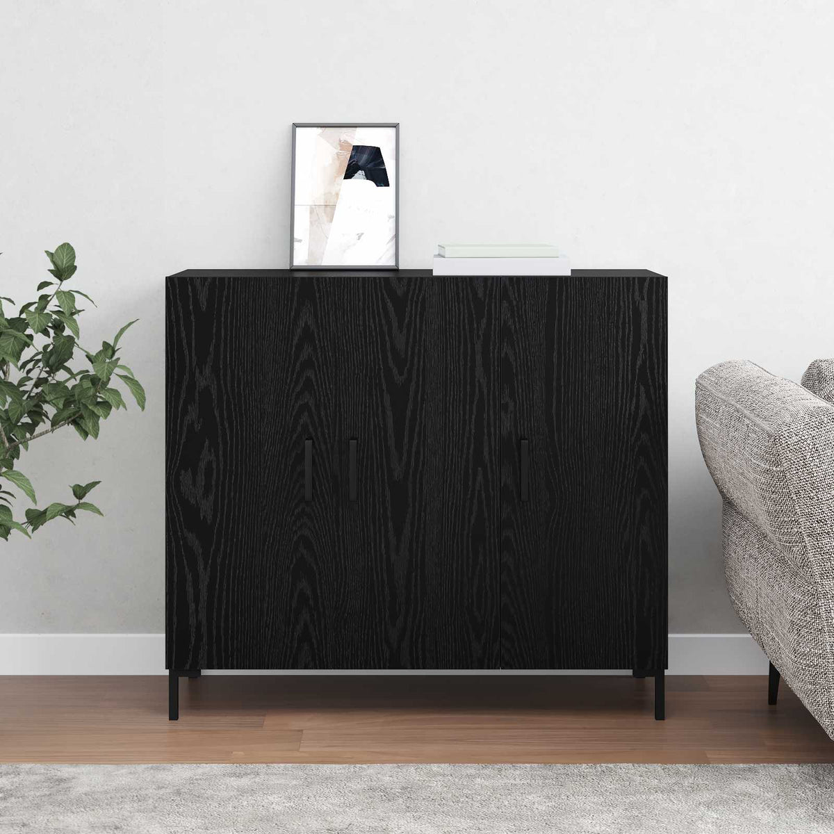 Sideboard Sort eg 90 x 34 x 80 cm Konstrueret træ