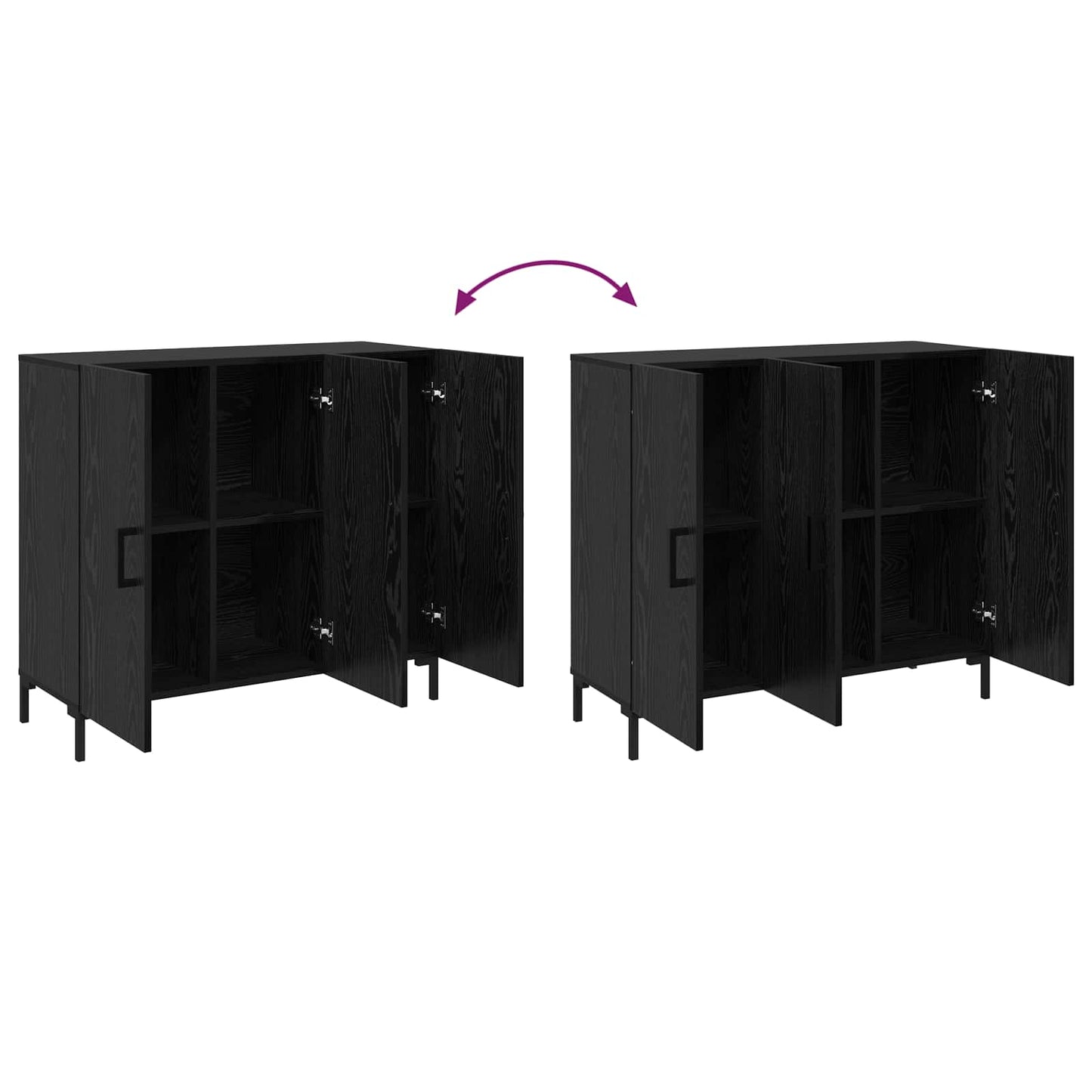 Sideboard Sort eg 90 x 34 x 80 cm Konstrueret træ