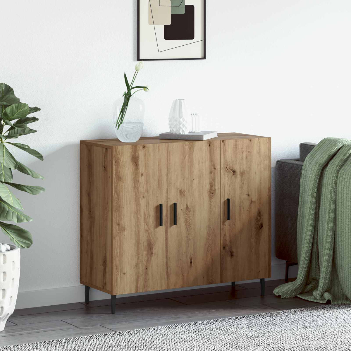 Sideboard Artisan Egetræ 90 x 34 x 80 cm Konstrueret træ