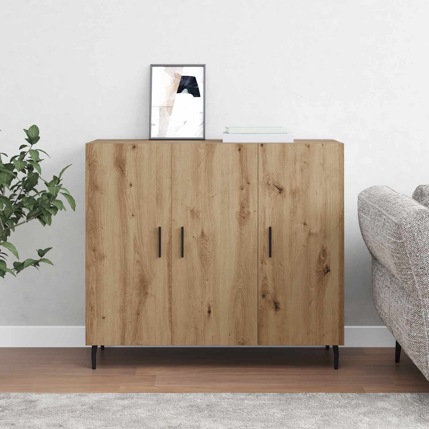 Sideboard Artisan Egetræ 90 x 34 x 80 cm Konstrueret træ