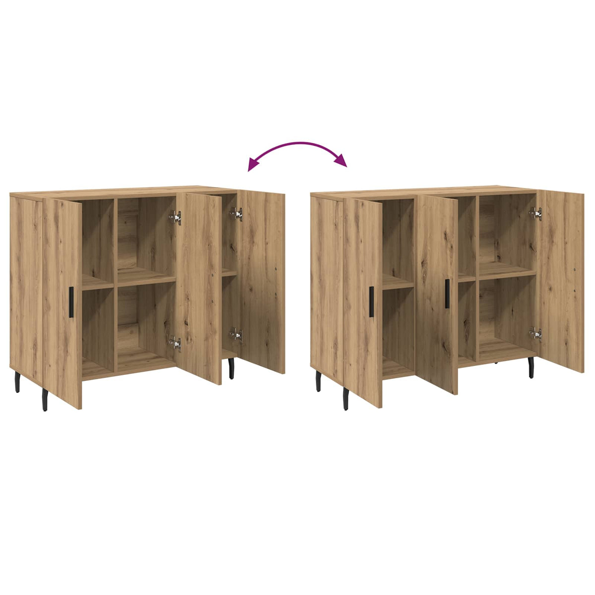 Sideboard Artisan Egetræ 90 x 34 x 80 cm Konstrueret træ