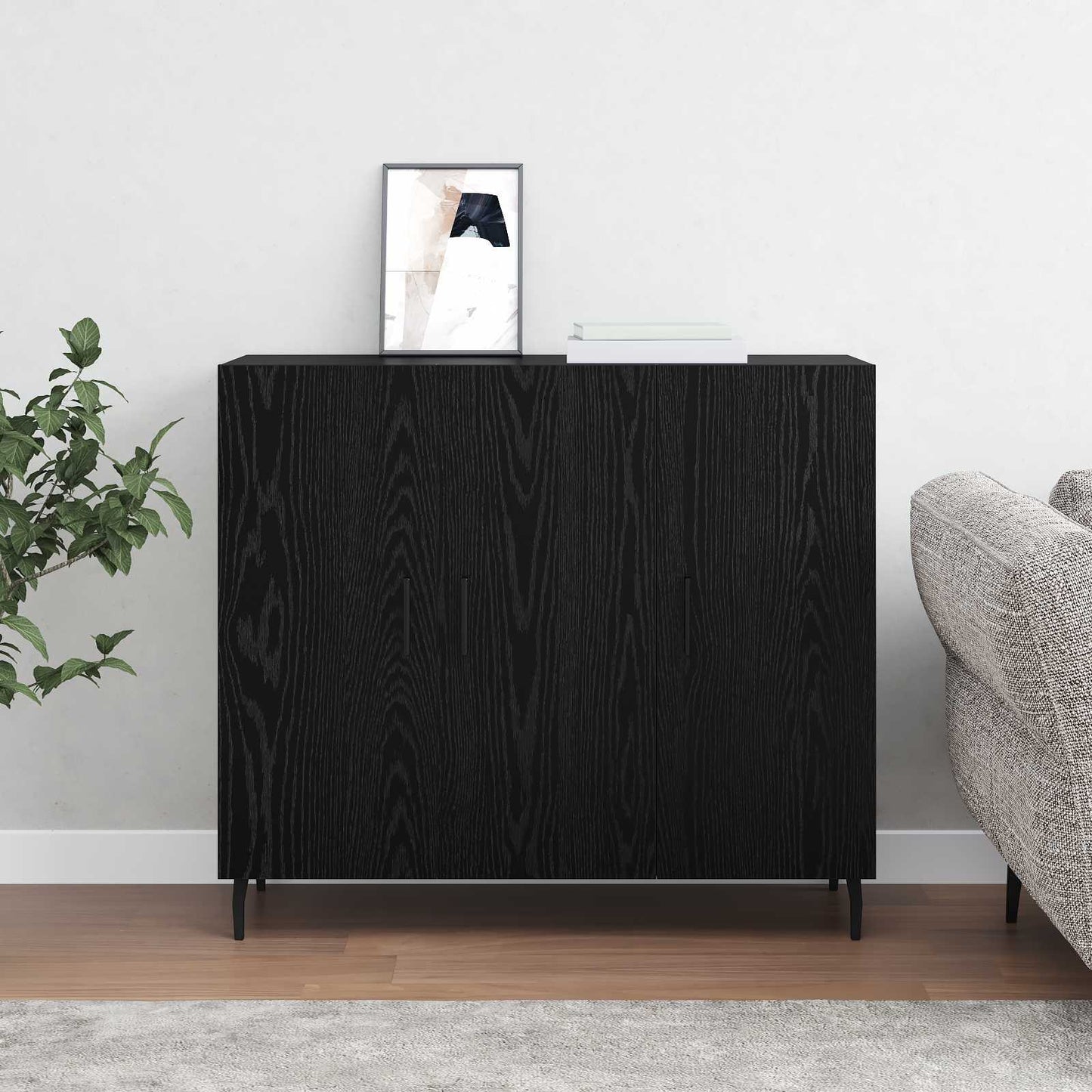 Sideboard Sort eg 90 x 34 x 80 cm Konstrueret træ