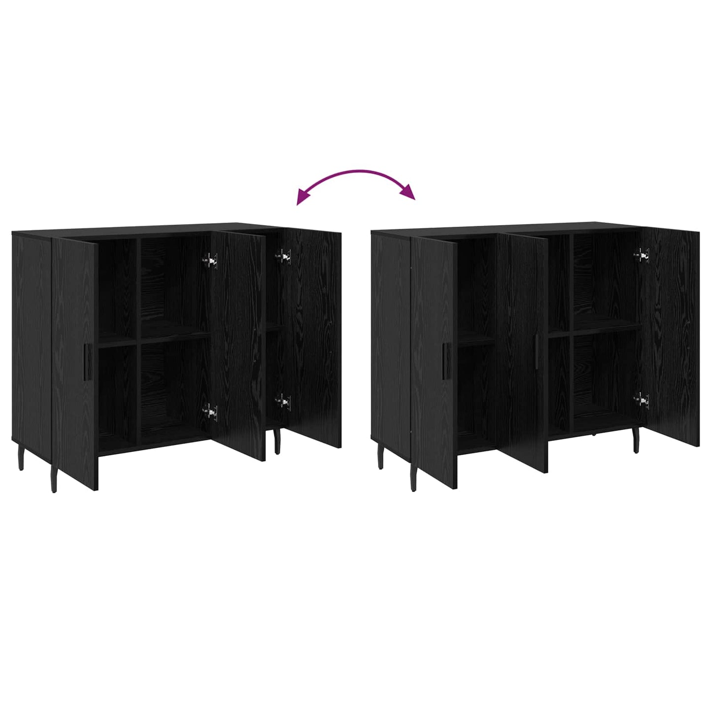 Sideboard Sort eg 90 x 34 x 80 cm Konstrueret træ