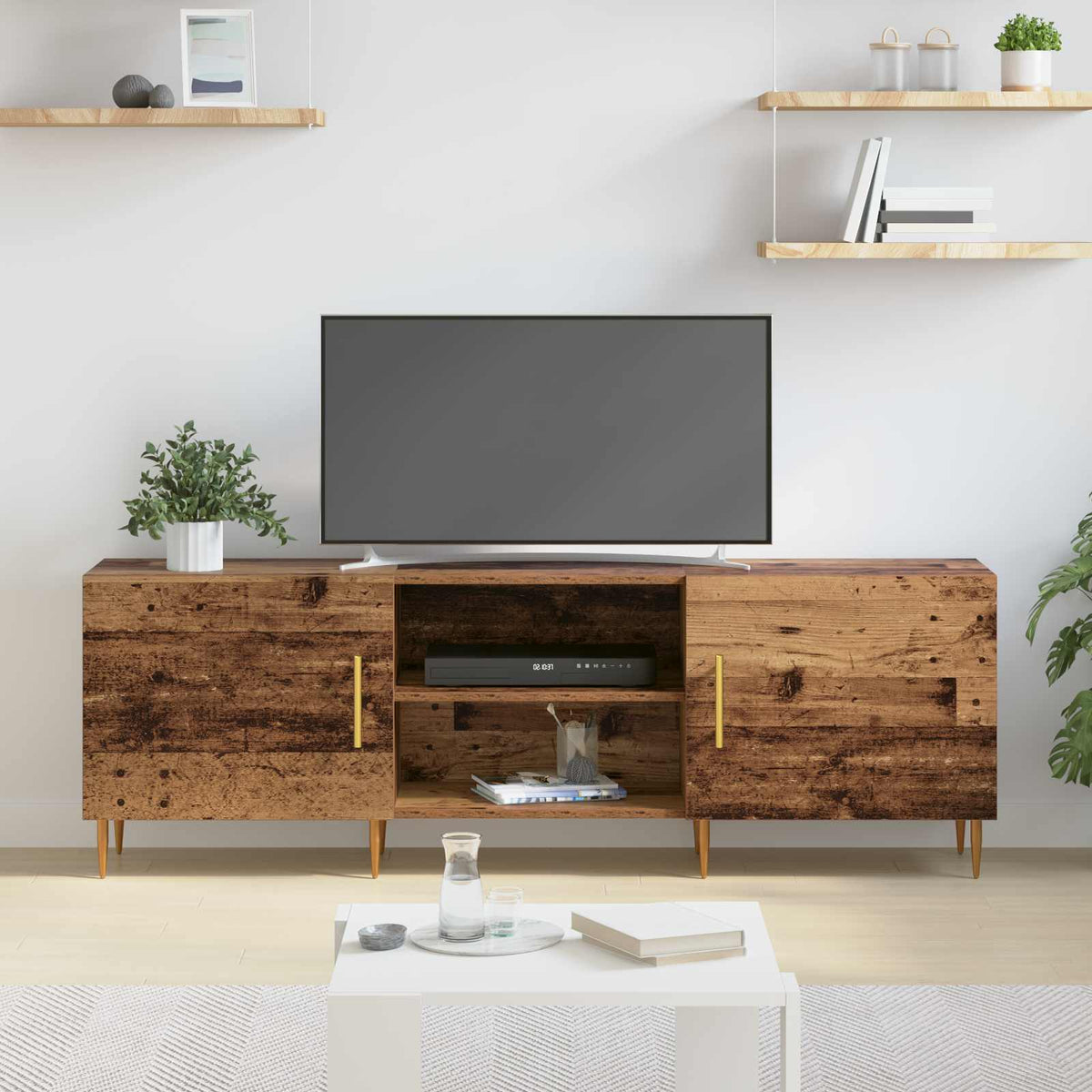 TV-skab 150 x 30 x 50 cm Gammelt træ Konstrueret træ