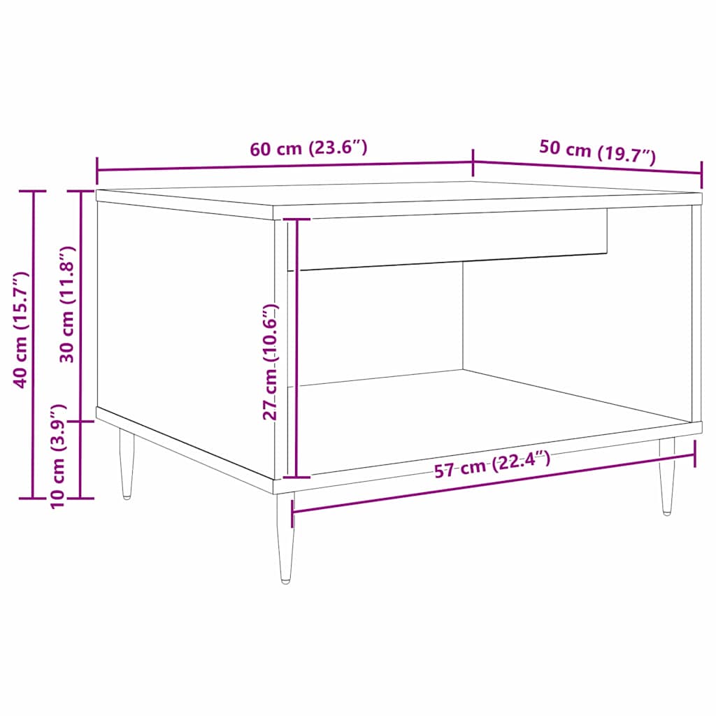 Sofabord Sort eg 60 x 50 x 40 cm Konstrueret træ