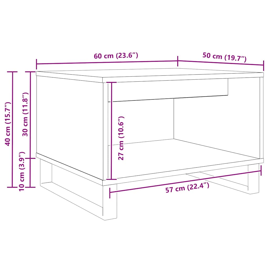 Sofabord Gammelt træ 60 x 50 x 40 cm Konstrueret træ