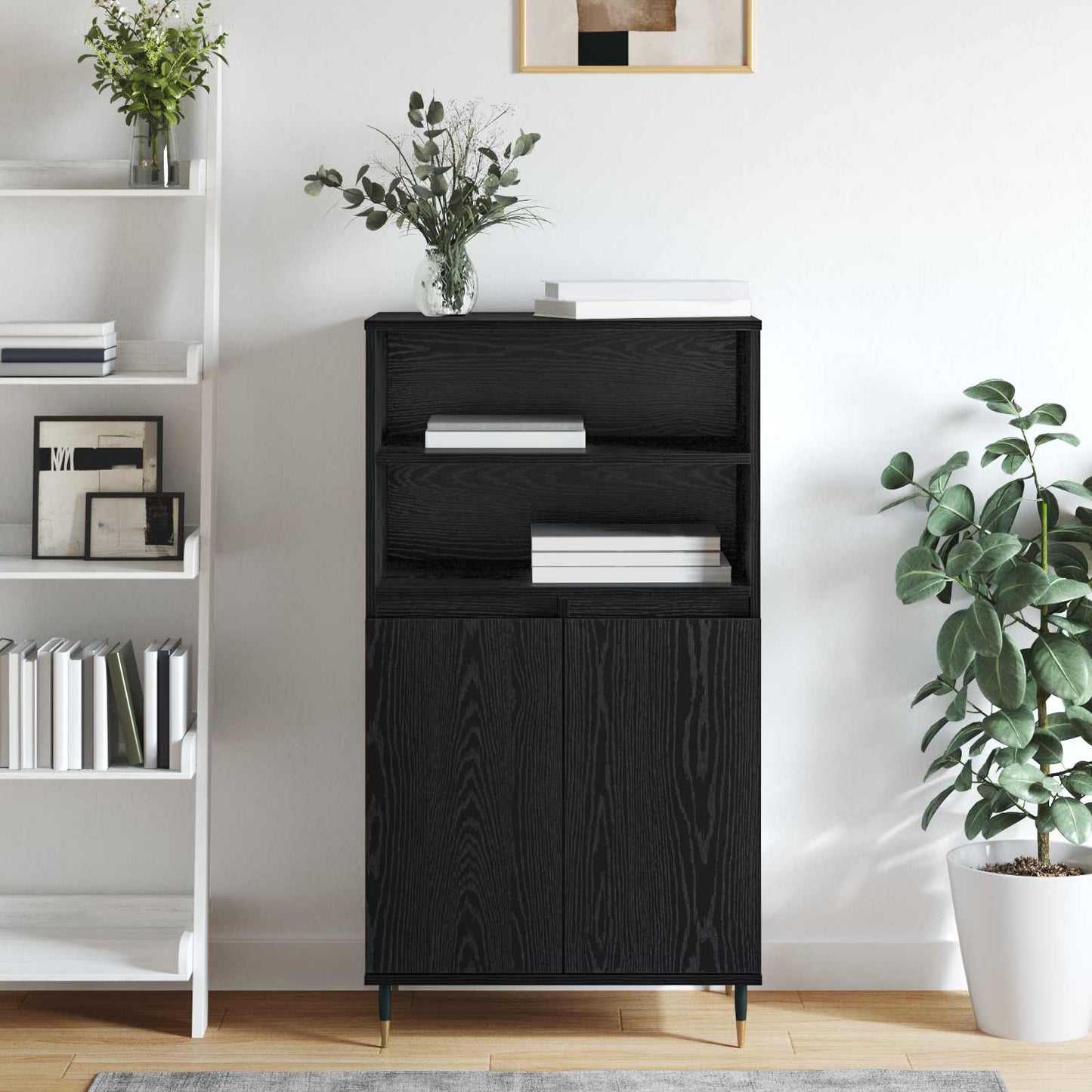 Highboard Sort 60 x 36 x 110 cm Konstrueret træ