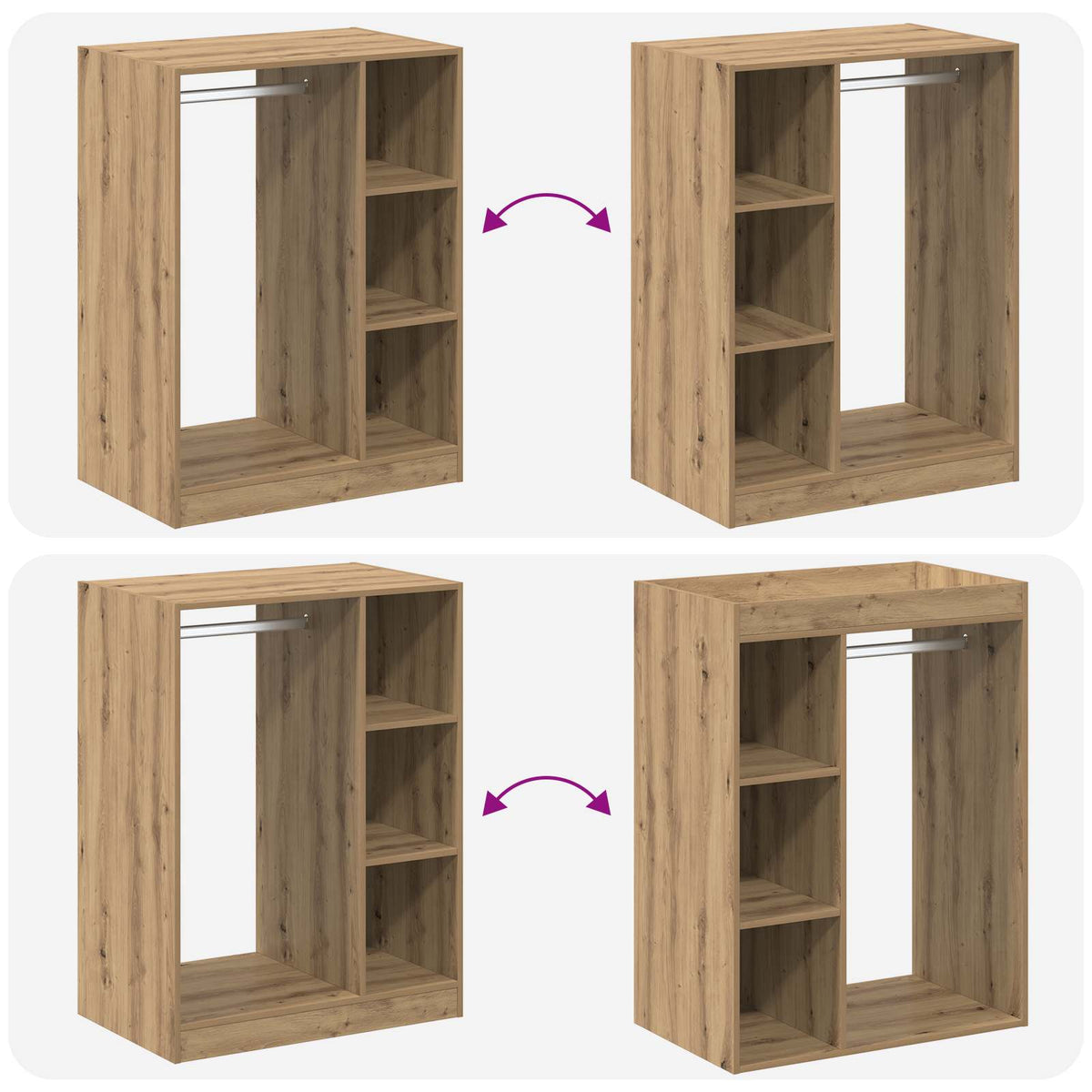 Garderobeskab Artisan-eg 77 x 48 x 102 cm Konstrueret træ