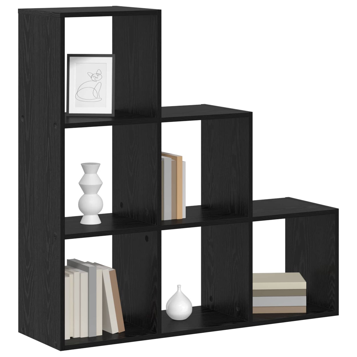 Rumdivider boghylde 6 niveauer 99 x 29 x 99 cm Konstrueret træ