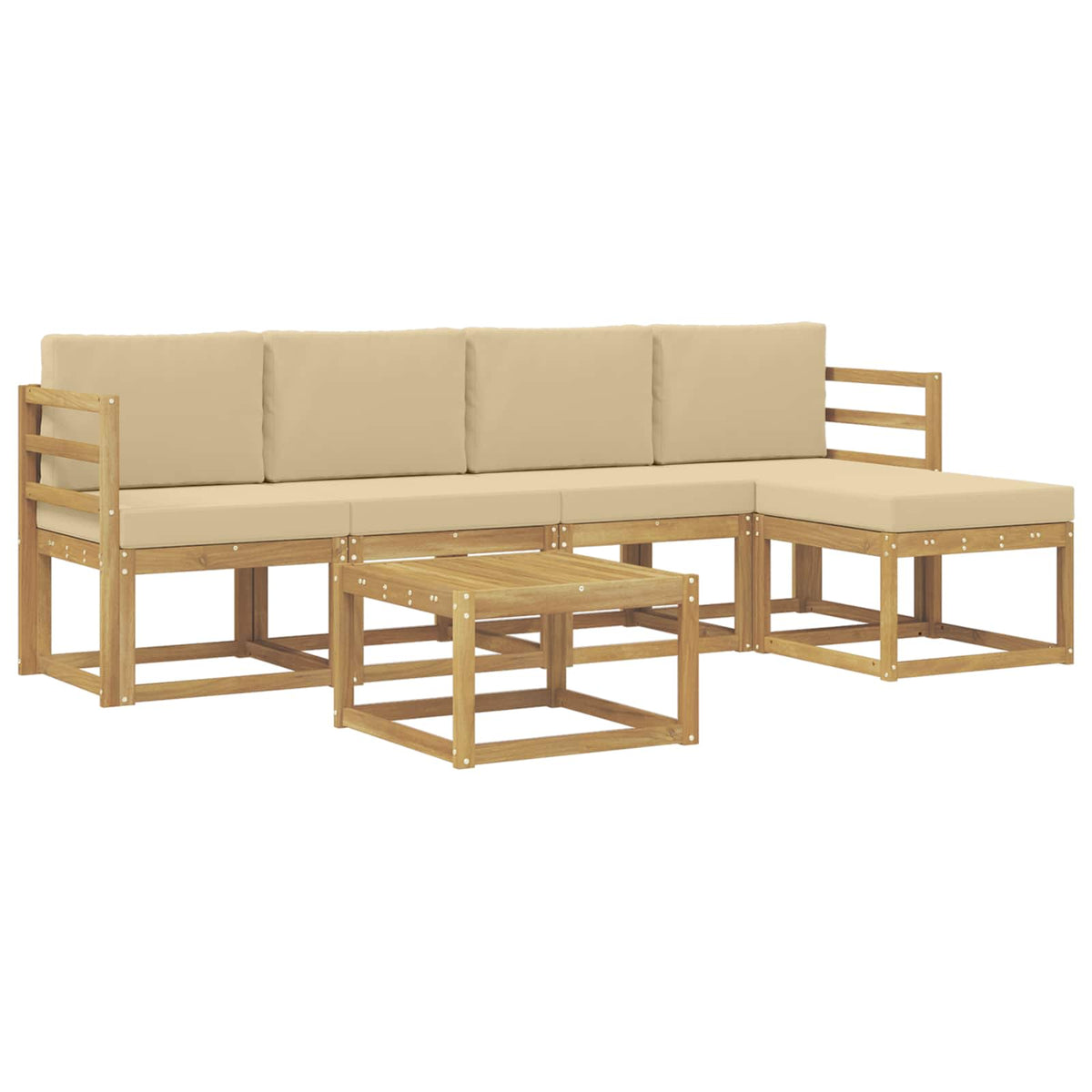 Udendørs sofagruppe 6 stk. Hvid og Beige