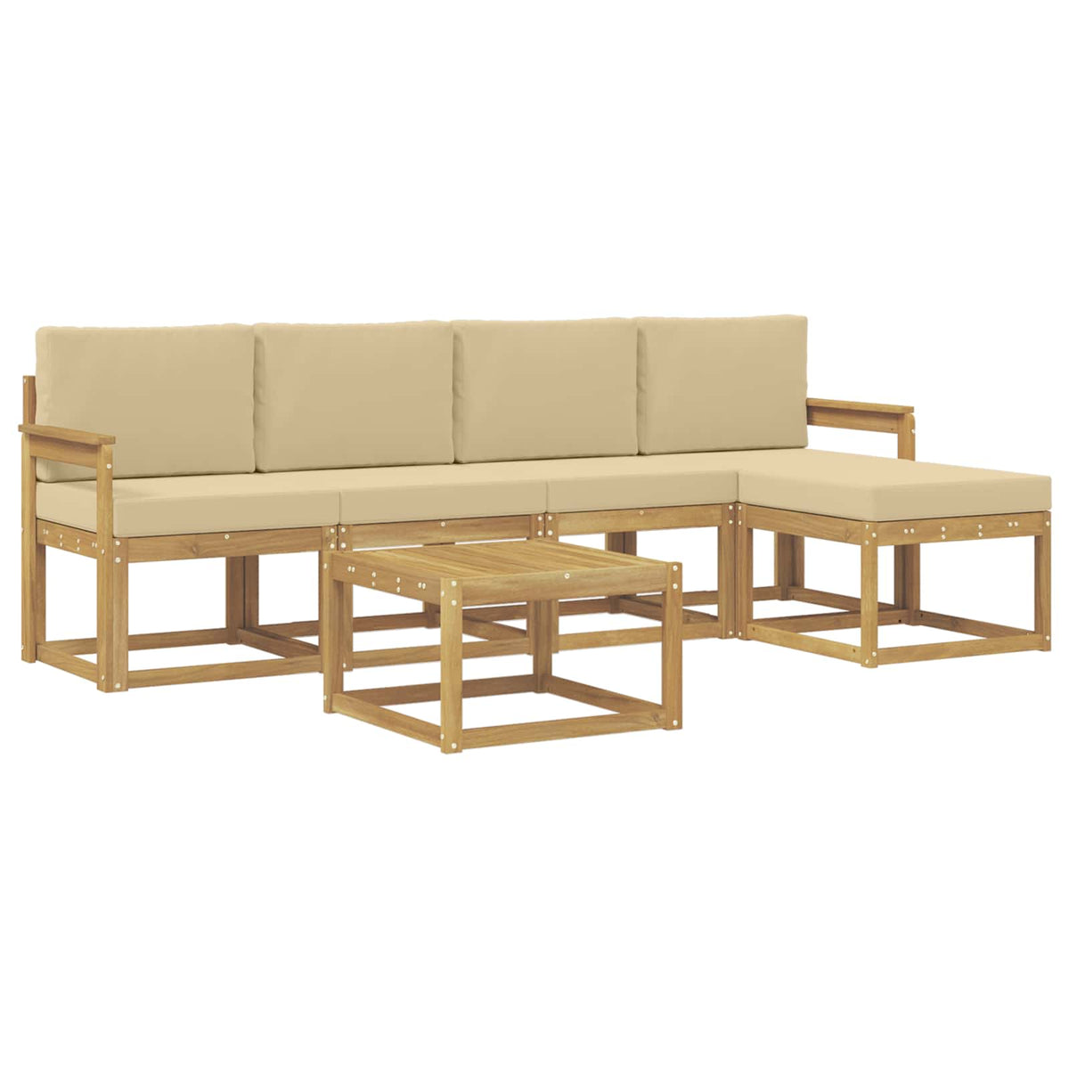 Udendørs sofagruppe 6 stk. Hvid og Beige