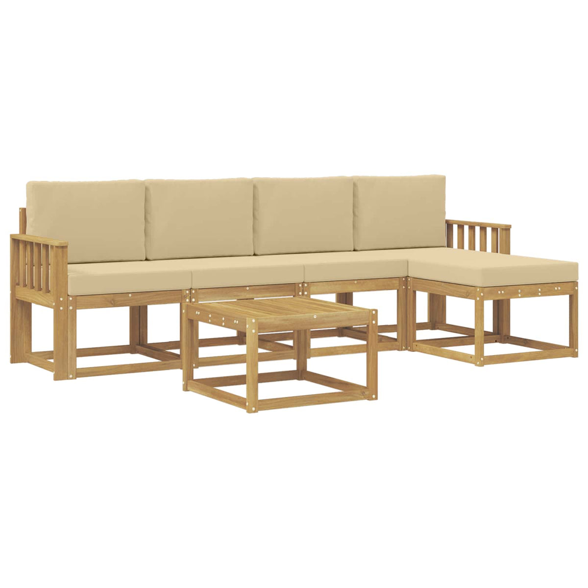 Udendørs sofagruppe 6 stk. Hvid og Beige
