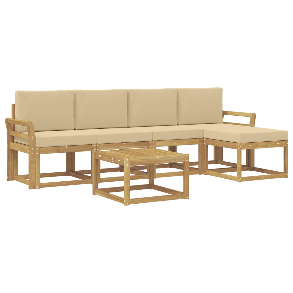 Udendørs sofagruppe 6 stk. Hvid og Beige