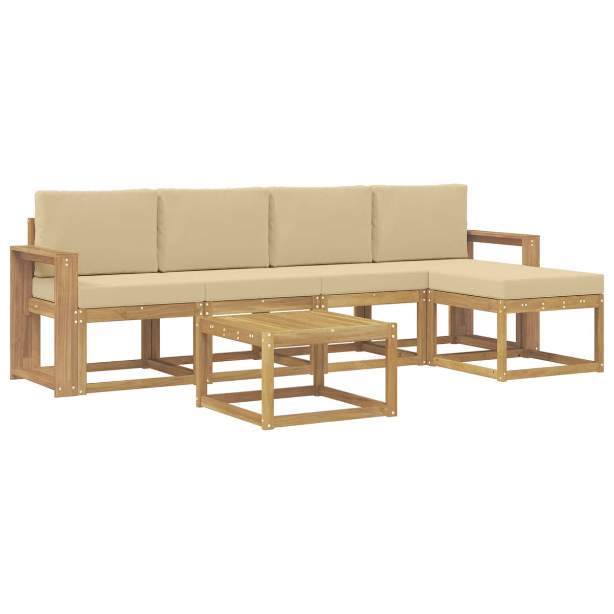 Udendørs sofagruppe 6 stk. Hvid og Beige