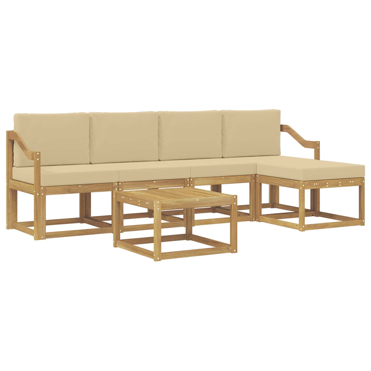 Udendørs sofagruppe 6 stk. Hvid og Beige