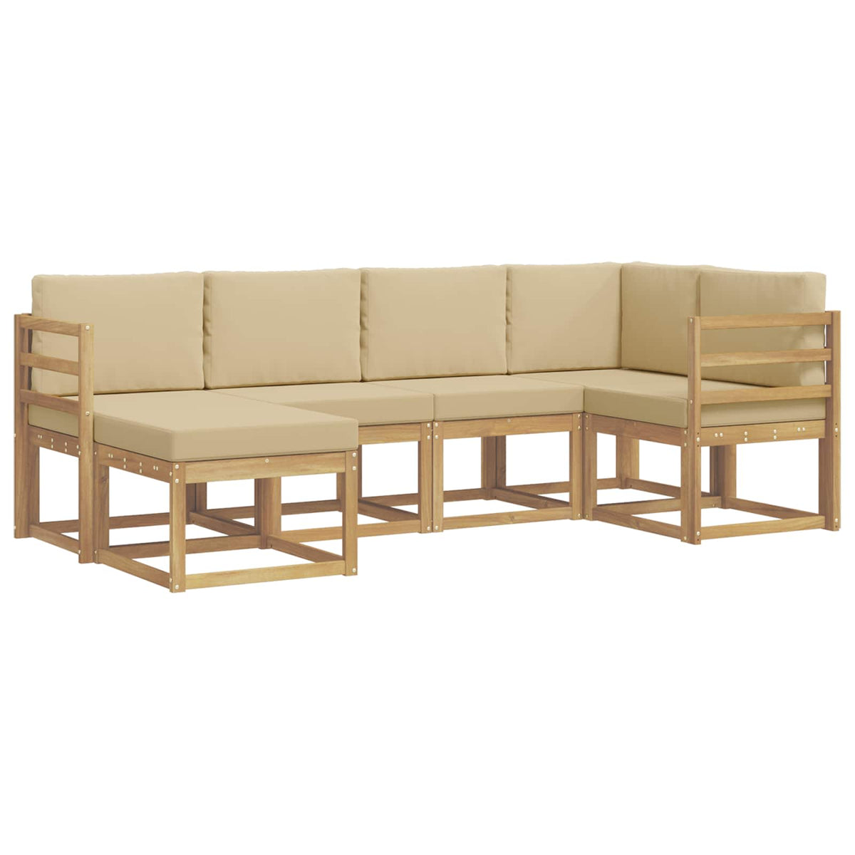 Udendørs sofagruppe 6 stk. Hvid og Beige Polyester