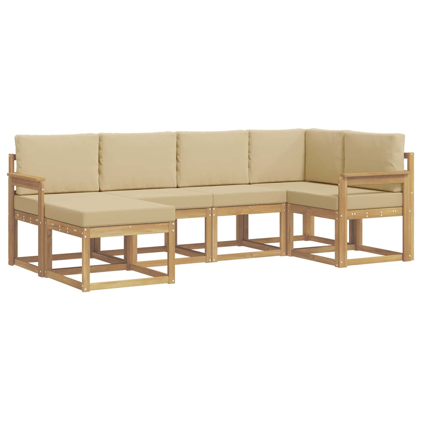 Udendørs sofagruppe 6 stk. Hvid og Beige Polyester