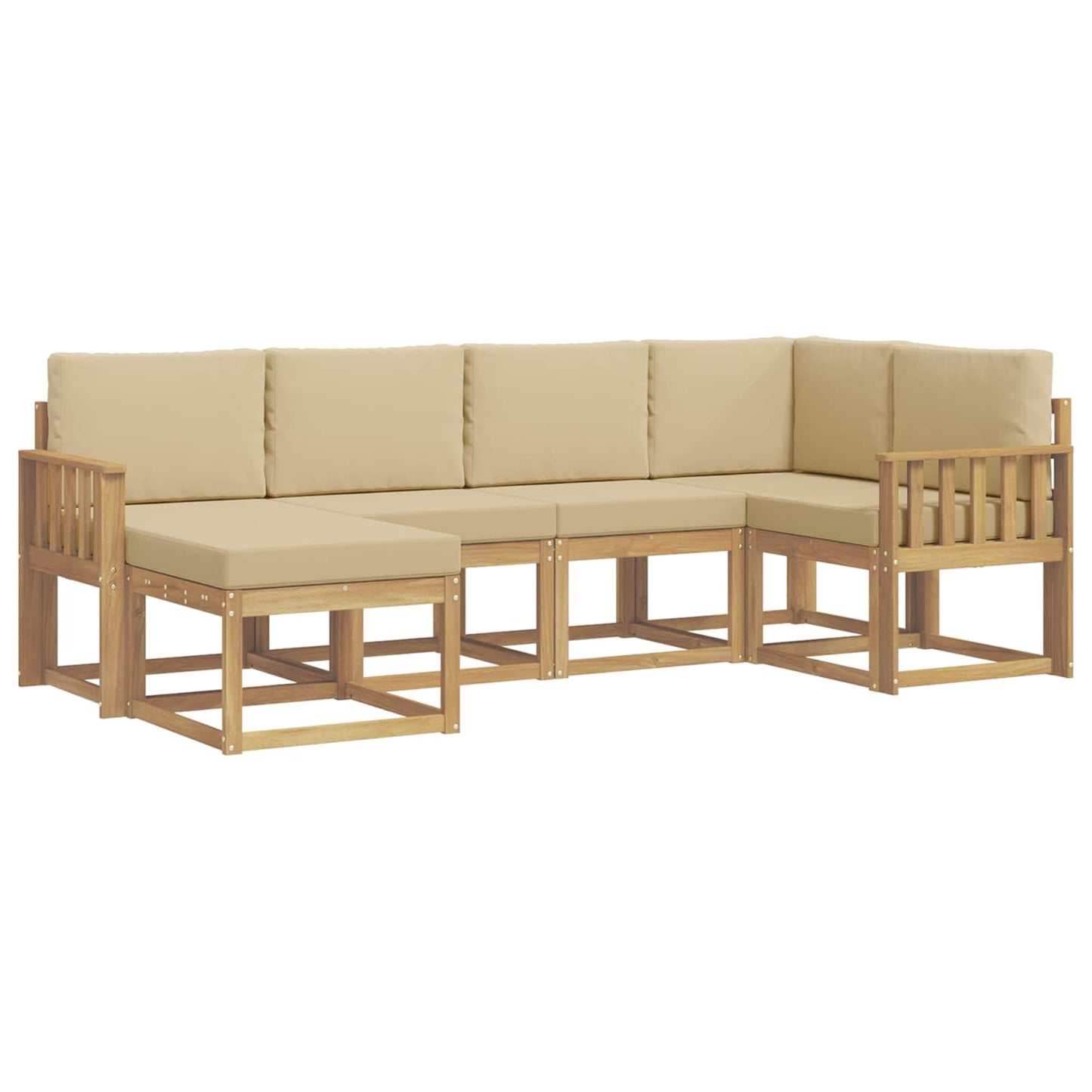 Udendørs sofagruppe 6 stk. Hvid og Beige Polyester
