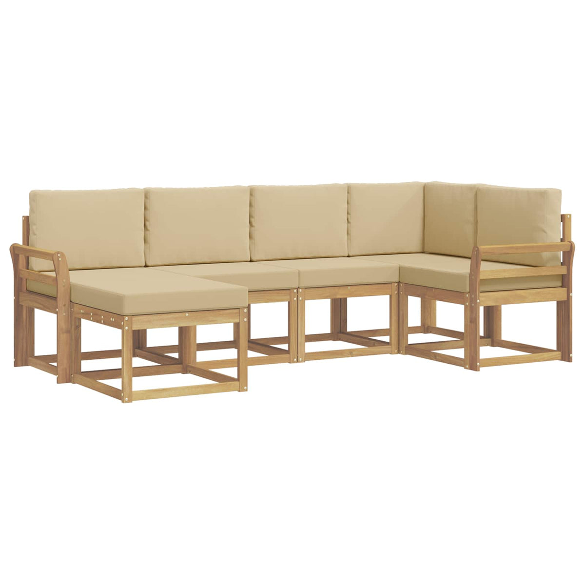 Udendørs sofagruppe 6 stk. Hvid og Beige Polyester