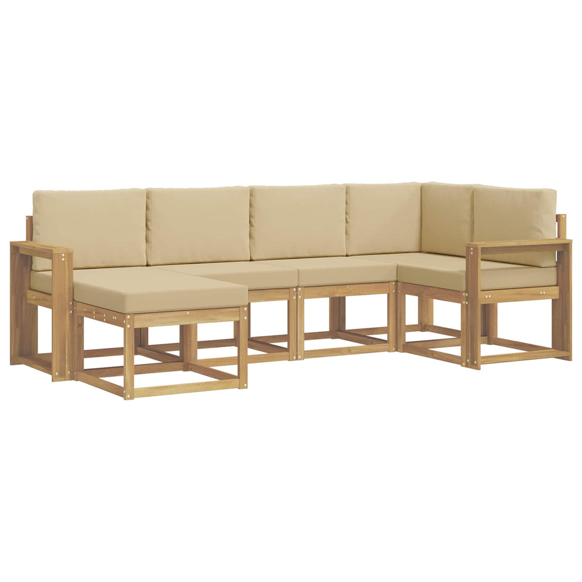 Udendørs sofagruppe 6 stk. Hvid og Beige Polyester