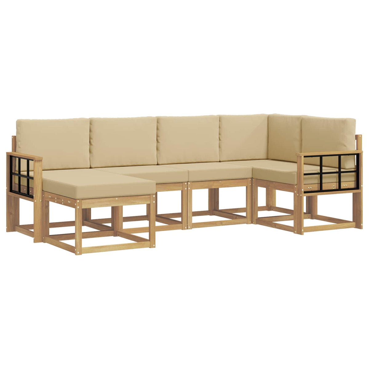 Udendørs sofagruppe 6 stk. Hvid og Beige Polyester