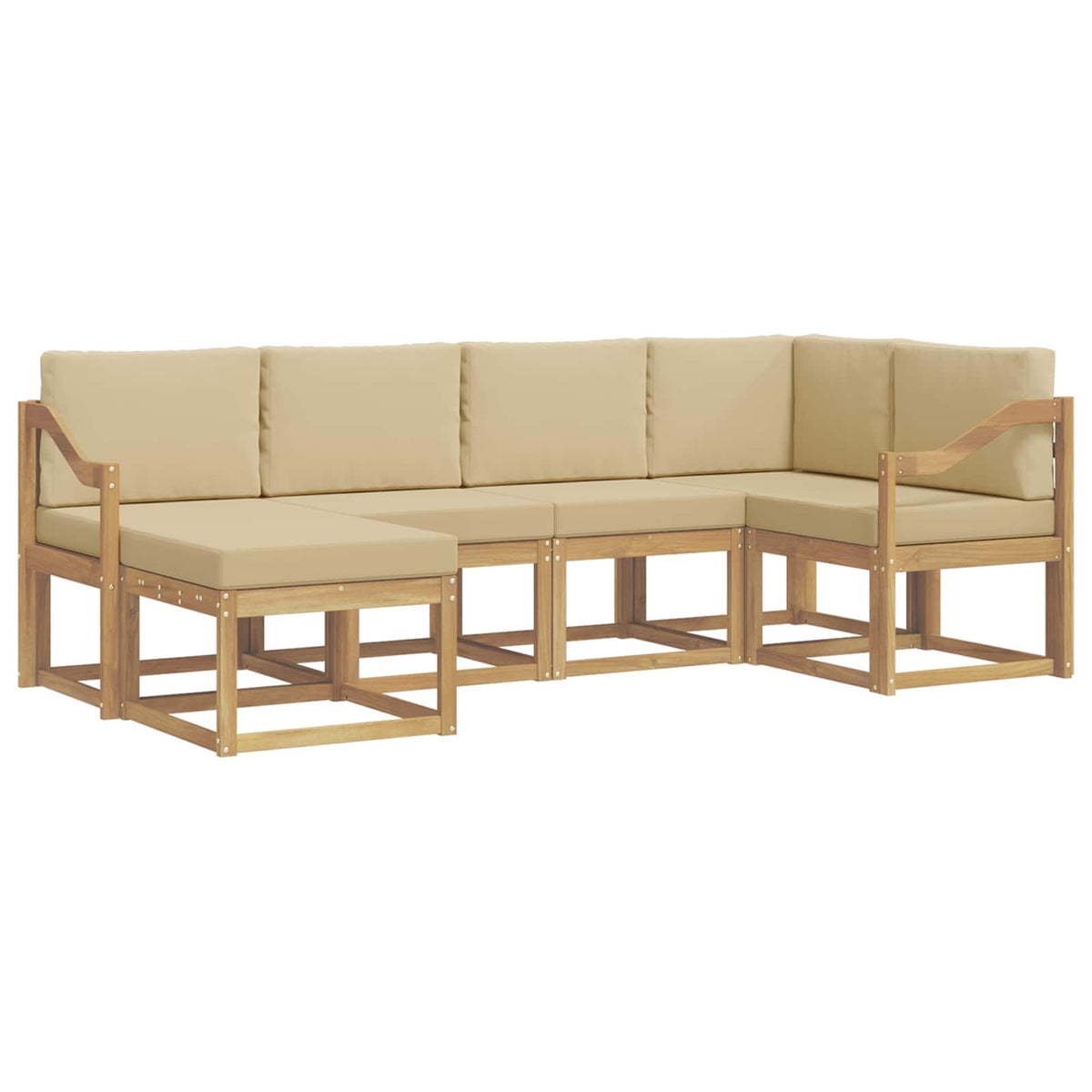 Udendørs sofagruppe 6 stk. Hvid og Beige Polyester