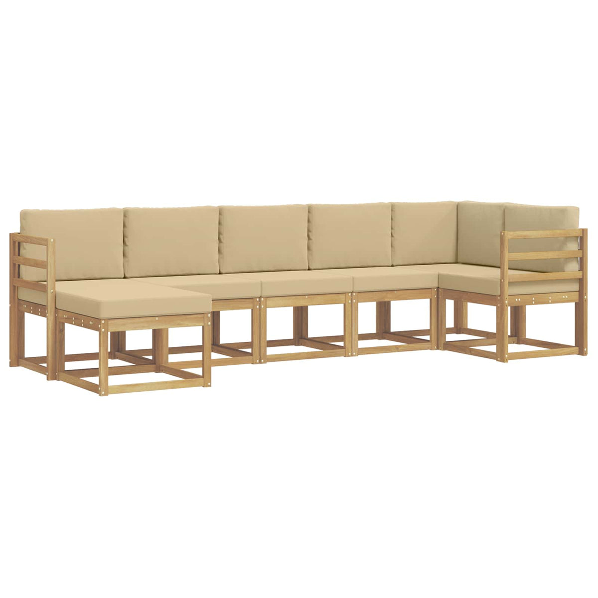 Udendørs sofagruppe 7 stk. Hvid og Beige Polyester