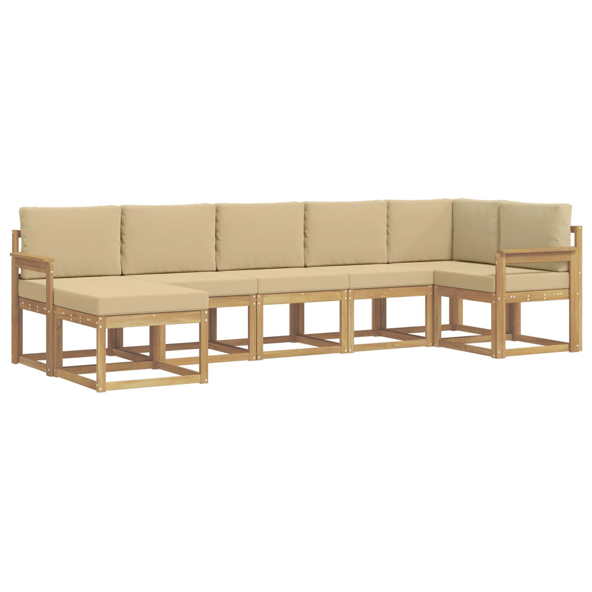 Udendørs sofagruppe 7 stk. Hvid og Beige Polyester
