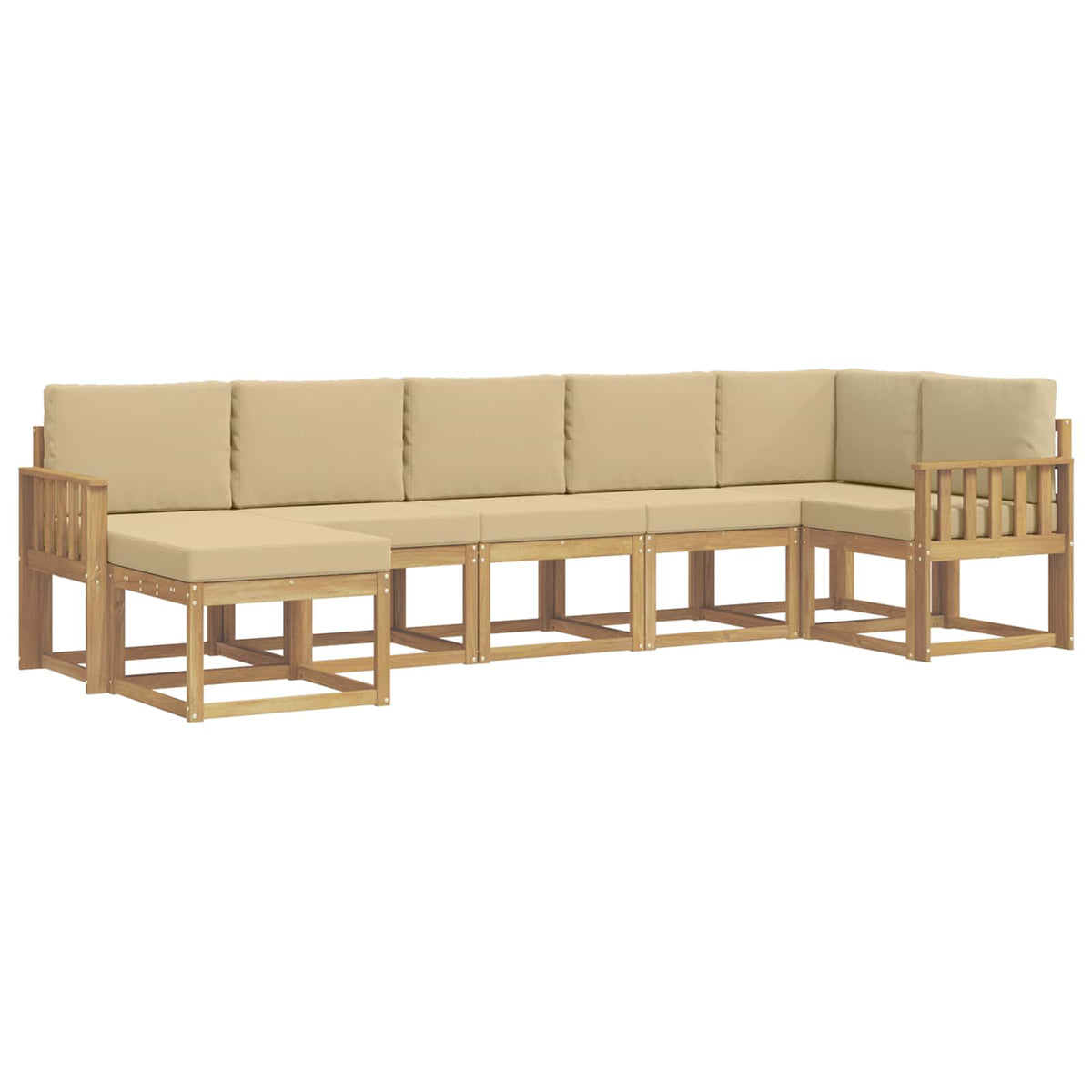 Udendørs sofagruppe 7 stk. Hvid og Beige Polyester
