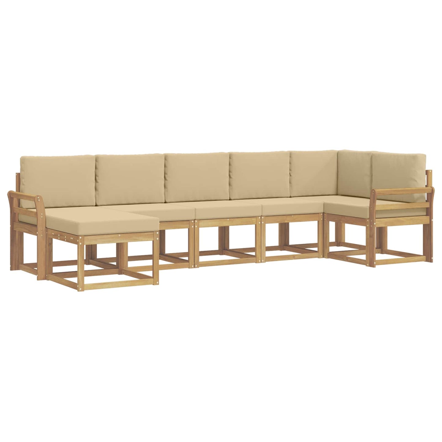 Udendørs sofagruppe 7 stk. Hvid og Beige Polyester