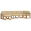 Udendørs sofagruppe 7 stk. Hvid og Beige Polyester