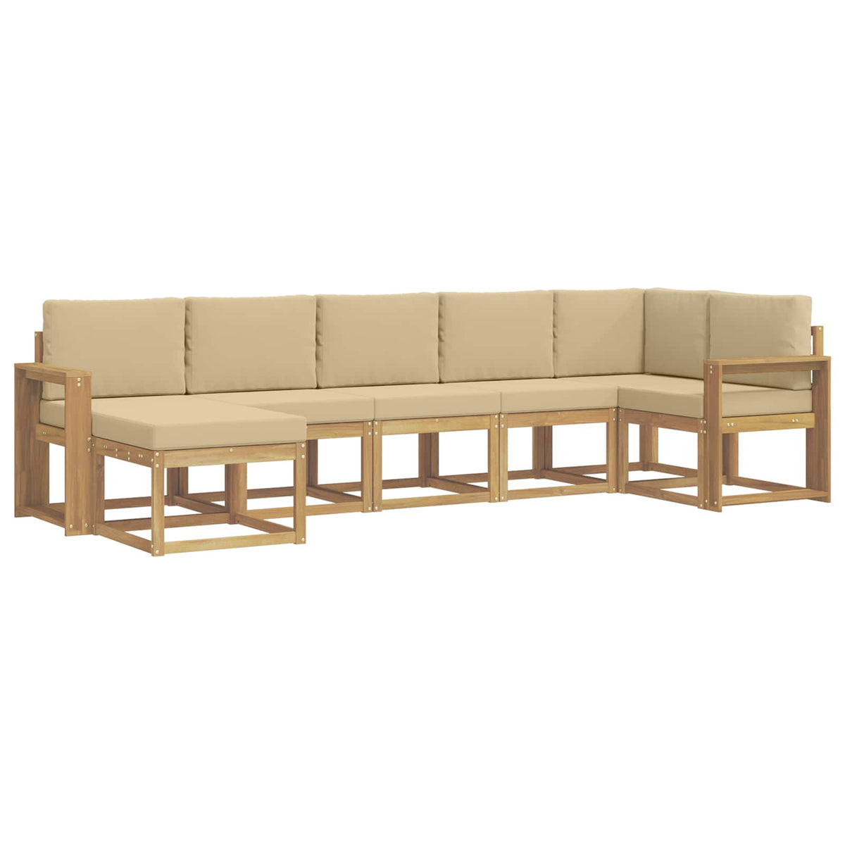 Udendørs sofagruppe 7 stk. Hvid og Beige Polyester