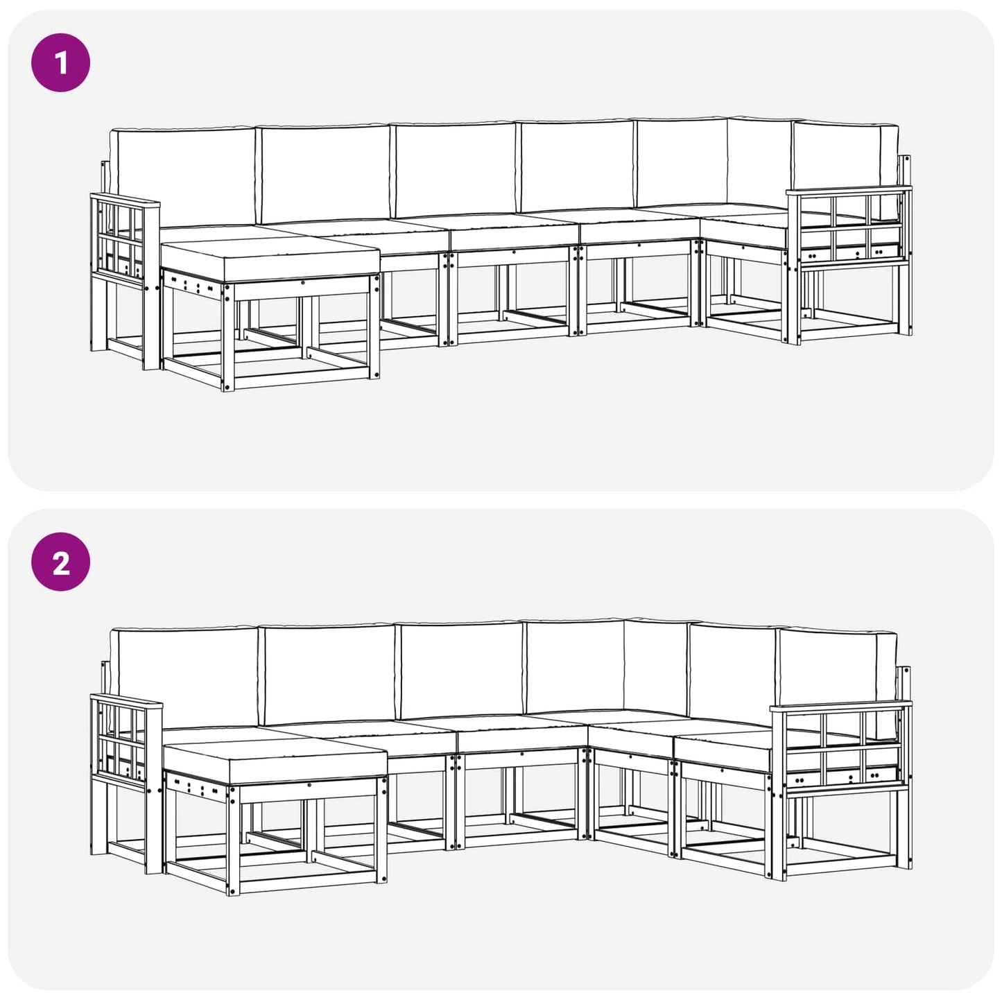 Udendørs sofagruppe 7 stk. Hvid og Beige Polyester