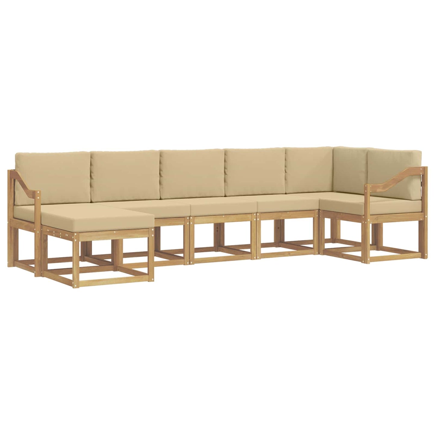 Udendørs sofagruppe 7 stk. Hvid og Beige Polyester