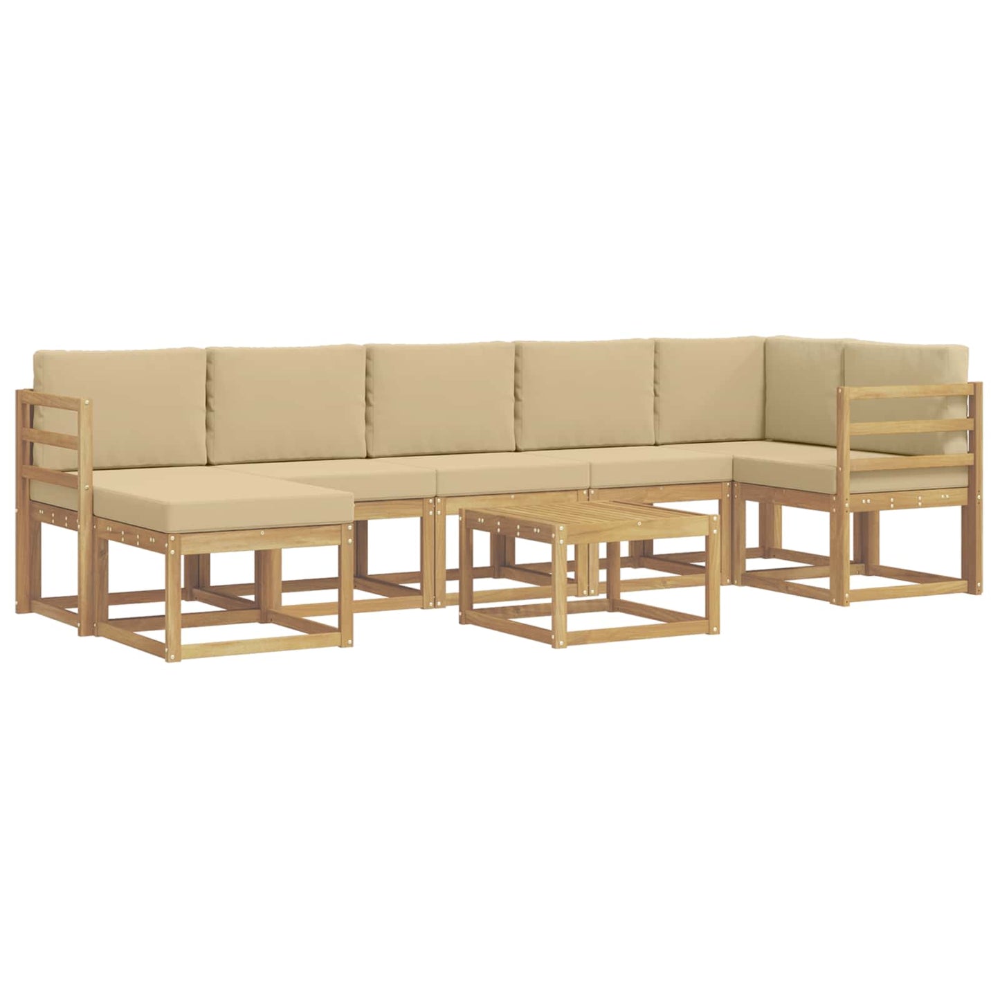 Udendørs sofagruppe 8 stk. Hvid og Beige Polyester