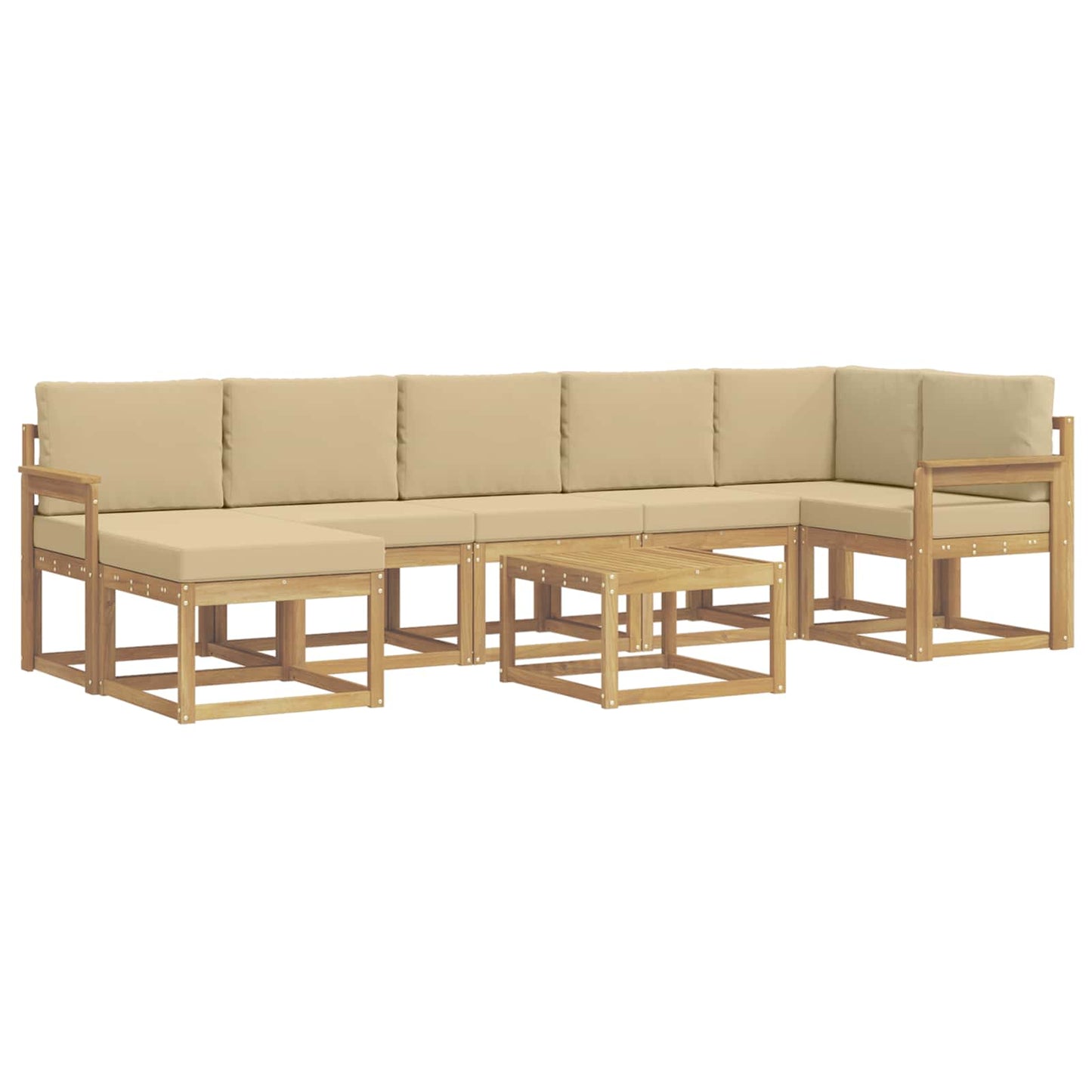 Udendørs sofagruppe 8 stk. Hvid og Beige Polyester
