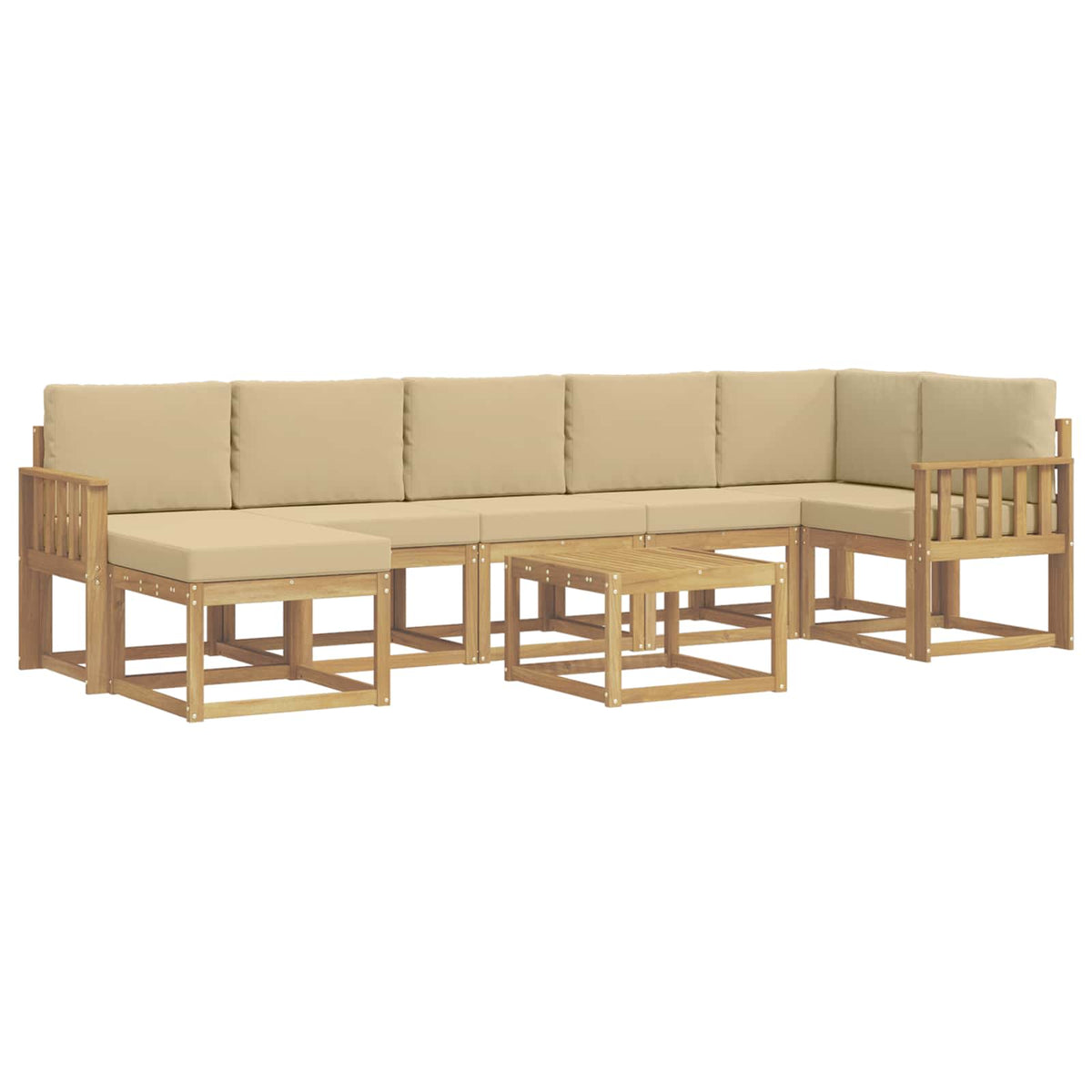 Udendørs sofagruppe 8 stk. Hvid og Beige Polyester