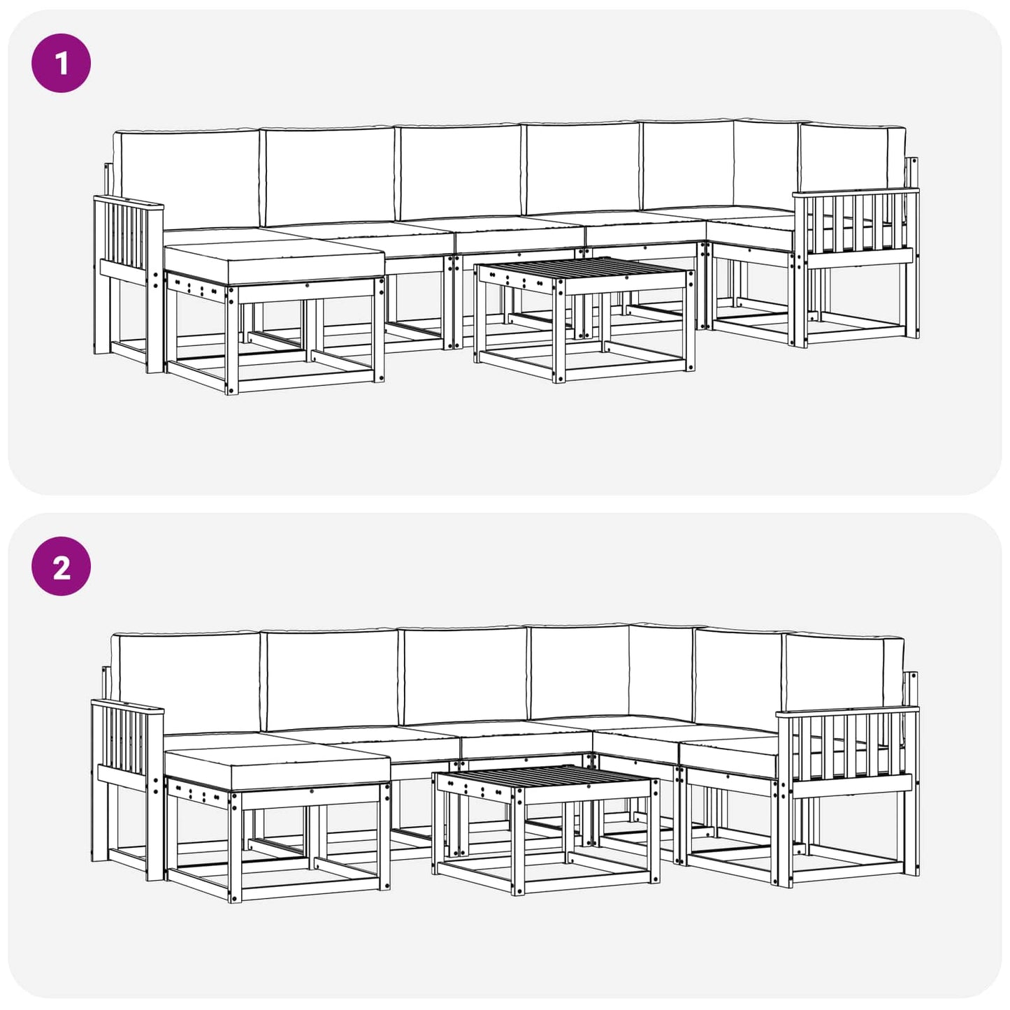 Udendørs sofagruppe 8 stk. Hvid og Beige Polyester