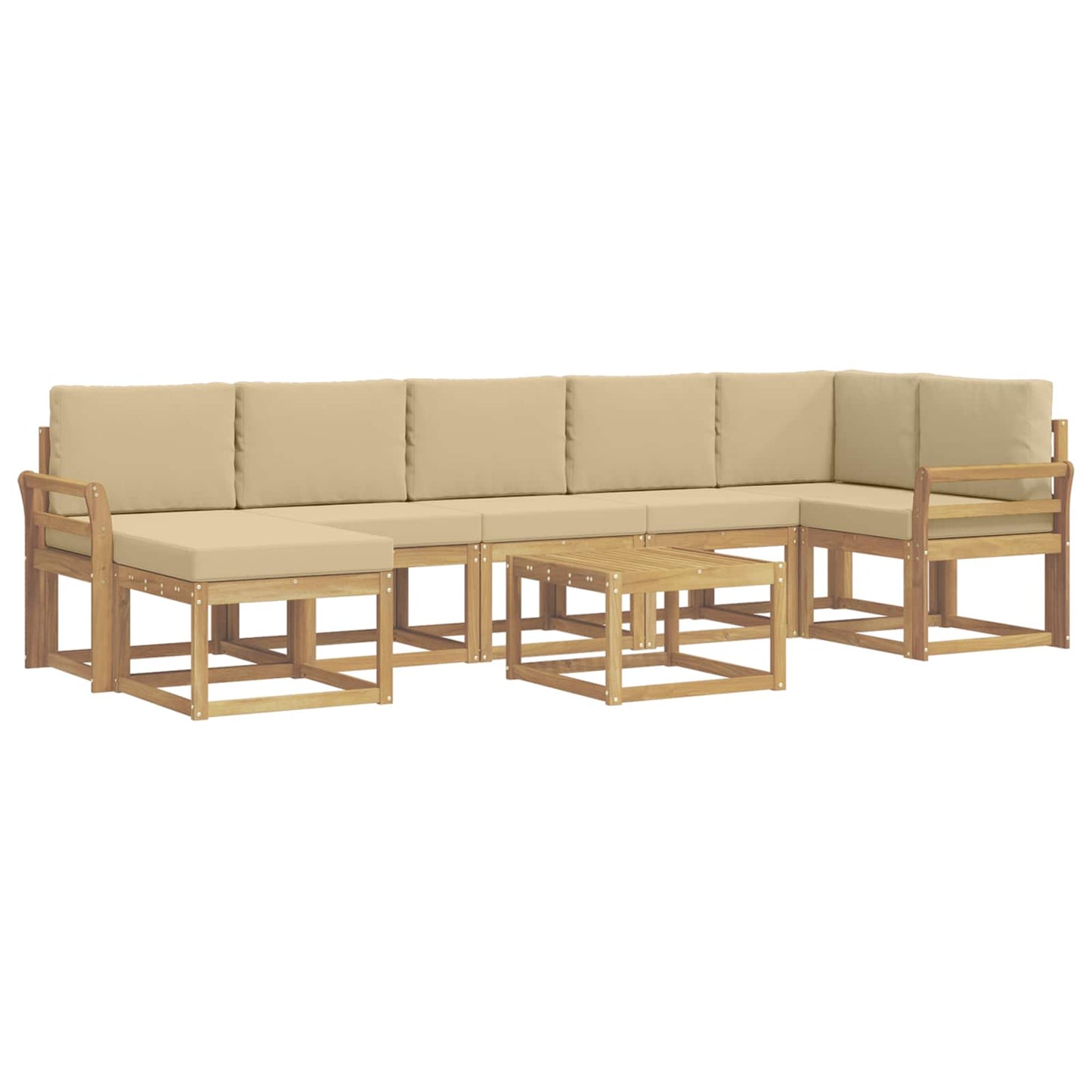 Udendørs sofagruppe 8 stk. Hvid og Beige Polyester