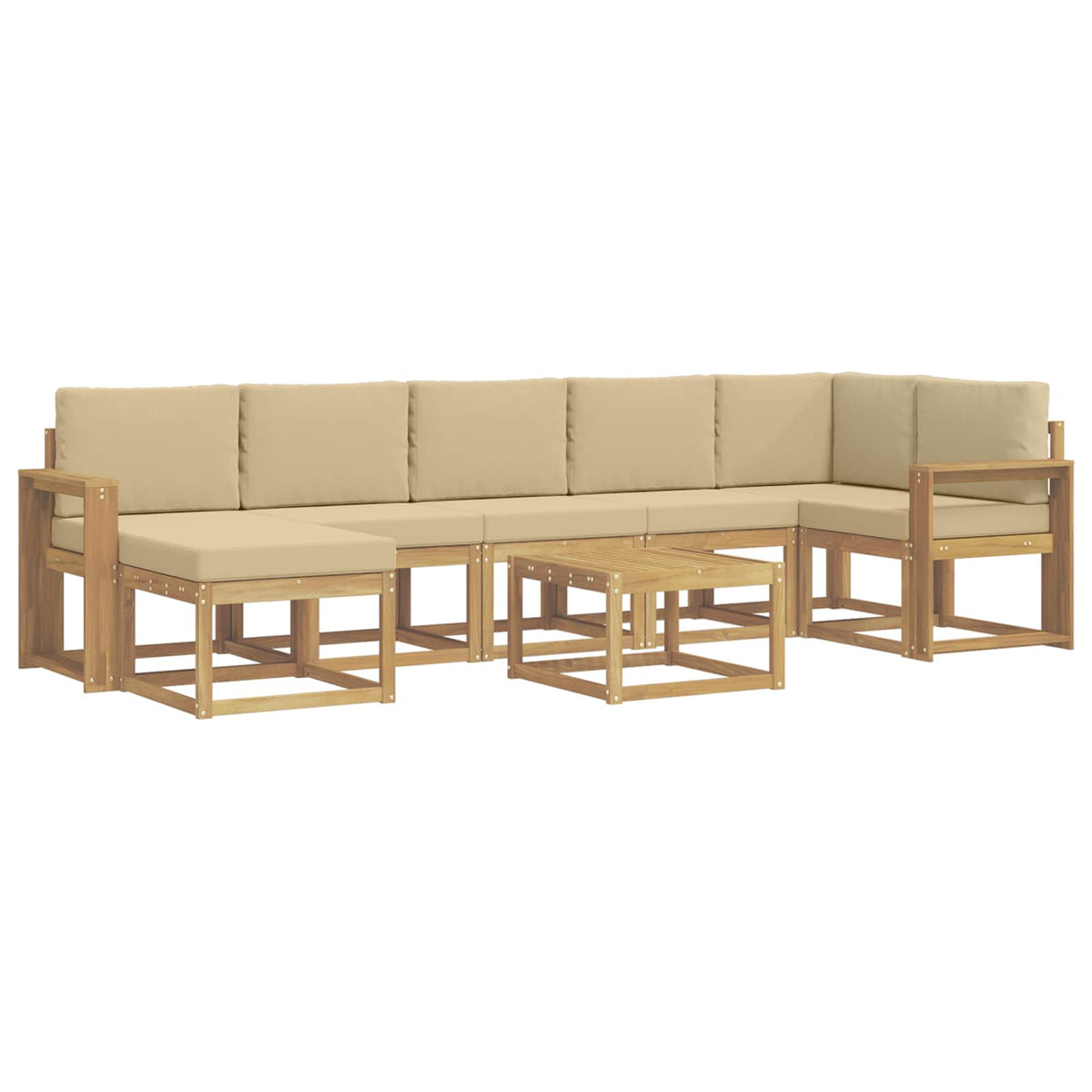 Udendørs sofagruppe 8 stk. Hvid og Beige Polyester