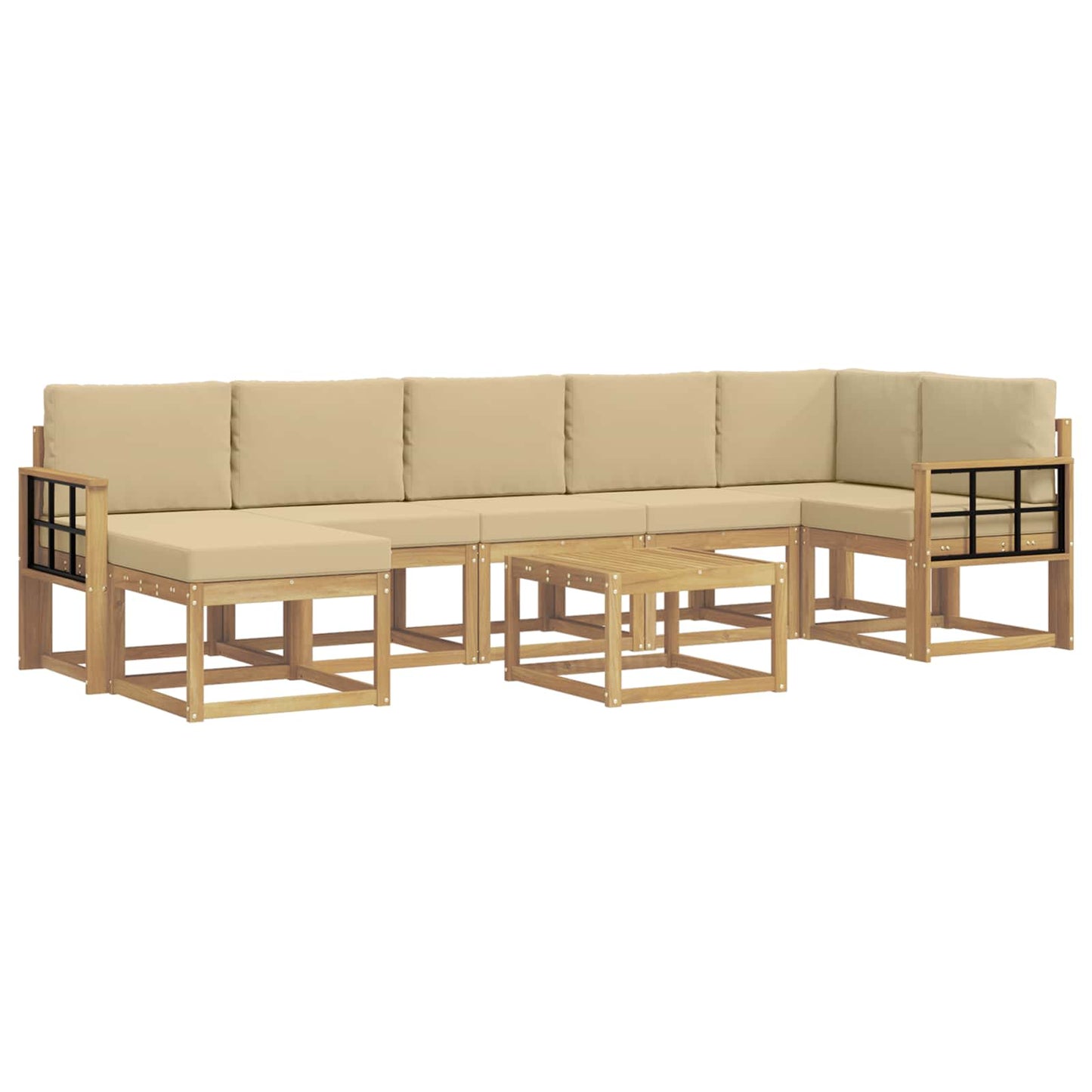Udendørs sofagruppe 8 stk. Hvid og Beige Polyester