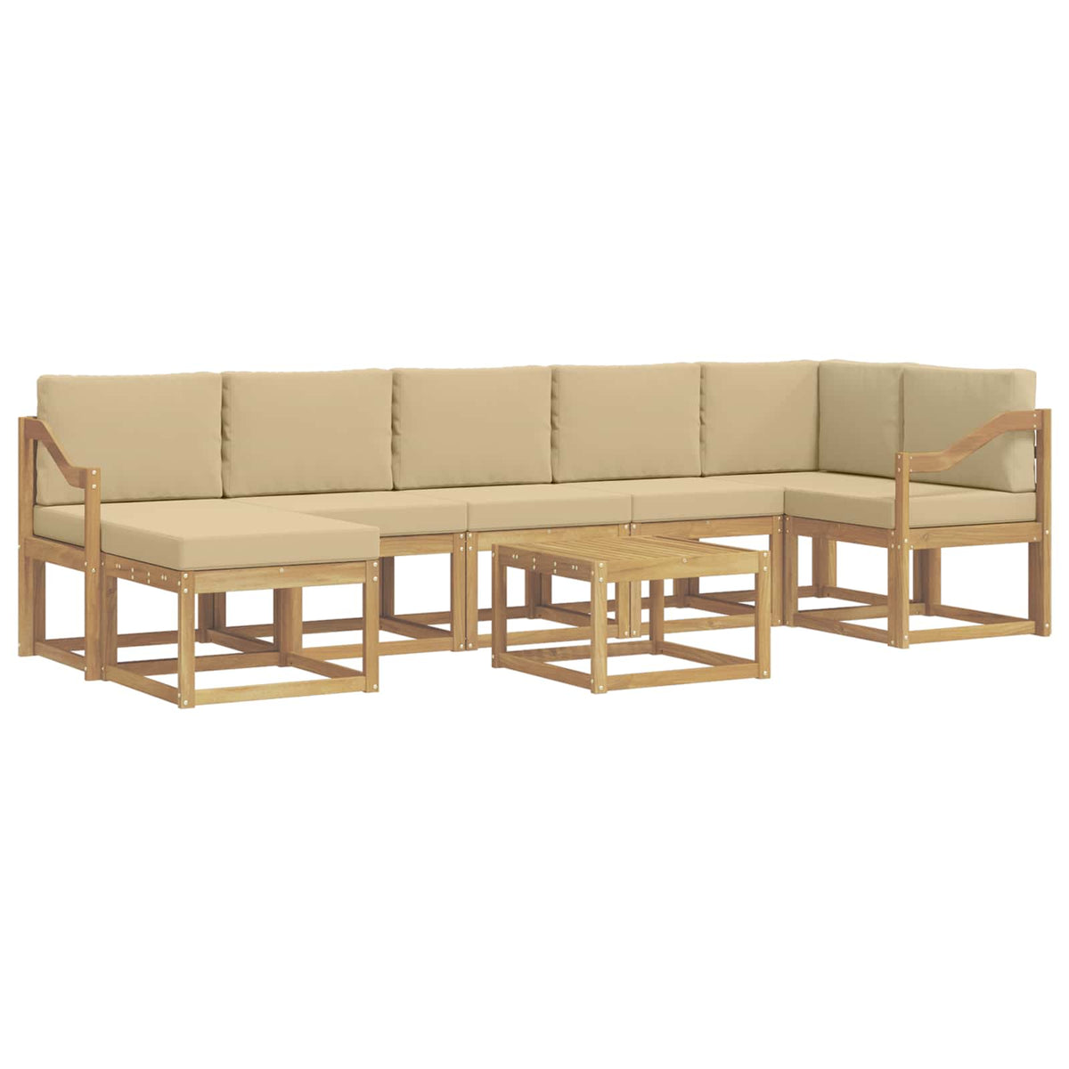Udendørs sofagruppe 8 stk. Hvid og Beige Polyester