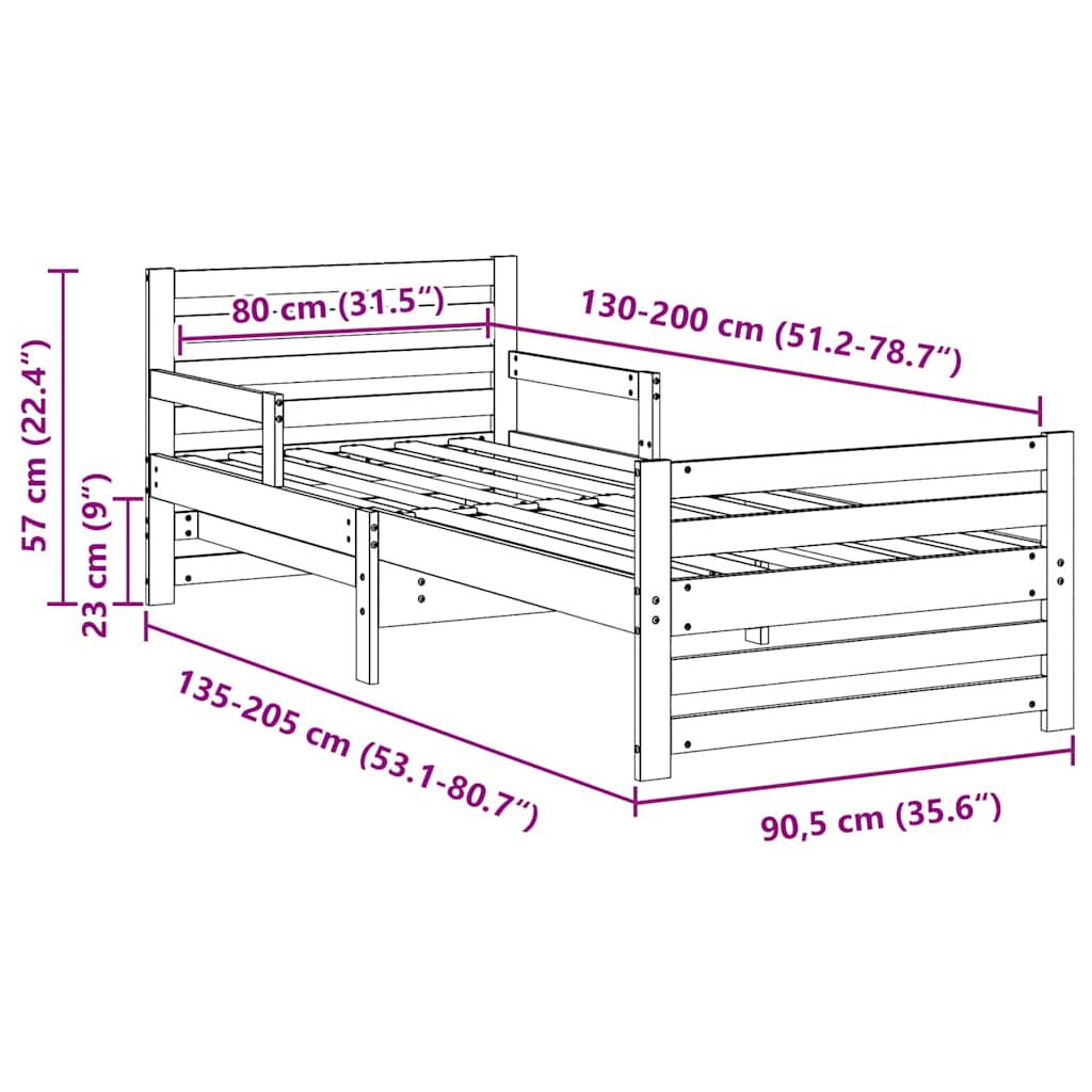 Sengestel med hovedgærde Voks brun 80 x 200 cm Konstrueret træ