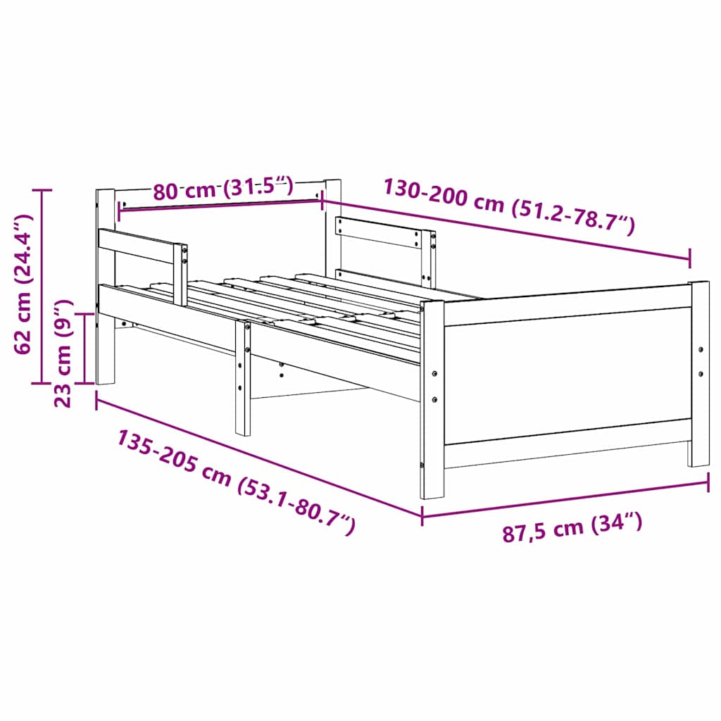 Sengestel med hovedgærde Voks brun 80 x 200 cm Konstrueret træ