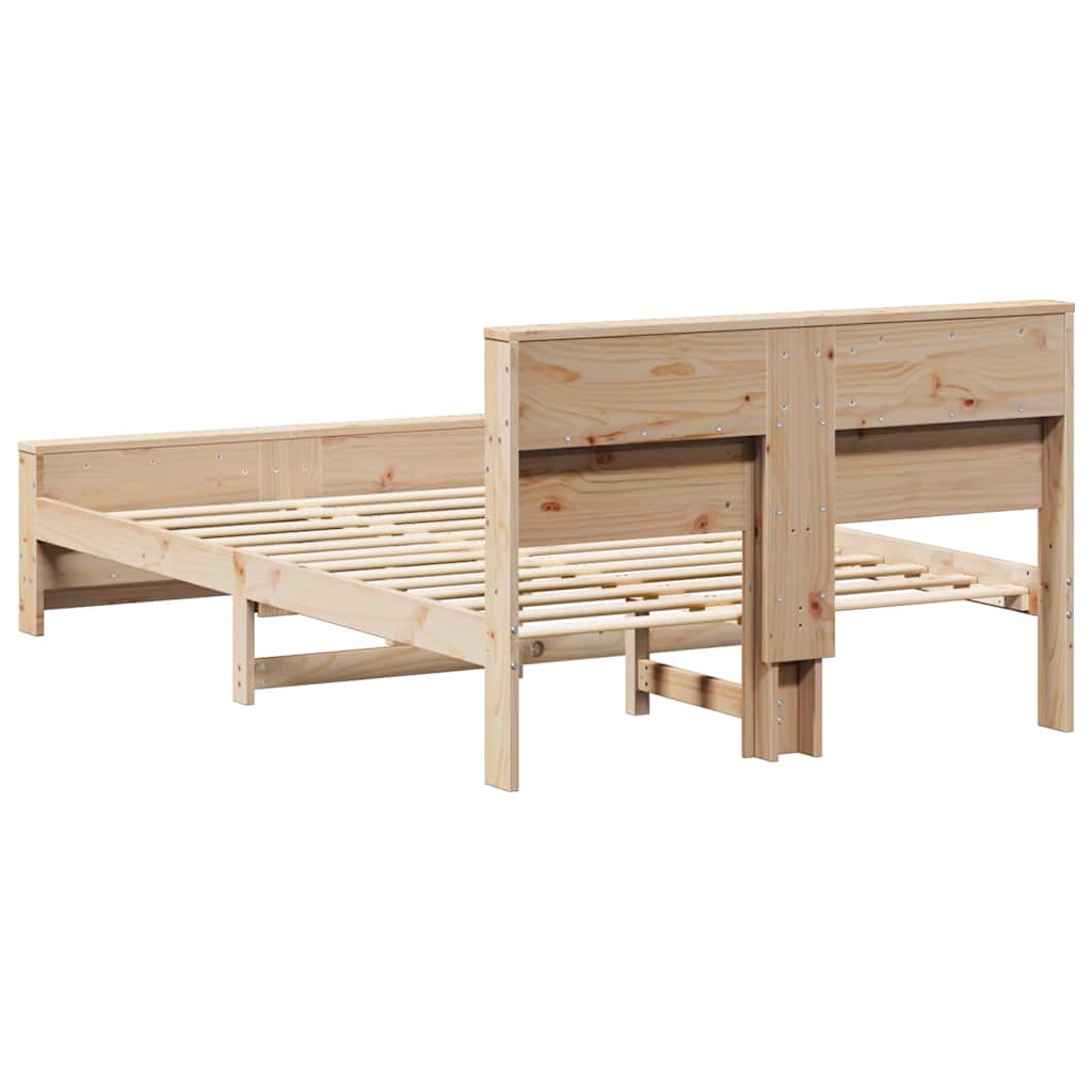 Sengestel med hylde Brun 120 x 200 cm Massivt fyrretræ