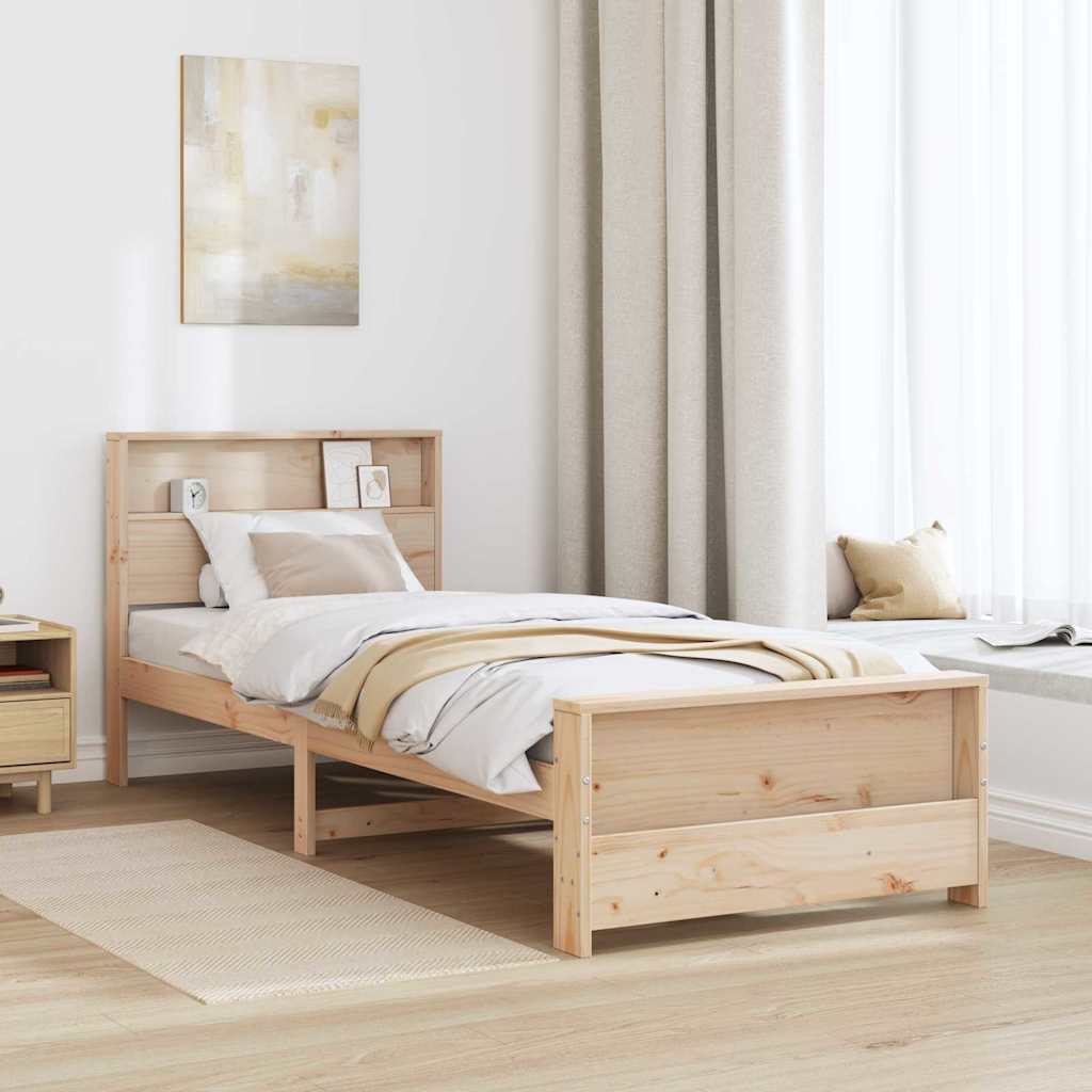 Sengestel med hylde Brun 100 x 200 cm Massivt fyrretræ