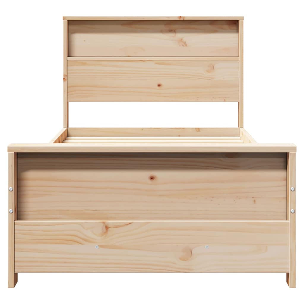 Sengestel med hylde Brun 100 x 200 cm Massivt fyrretræ